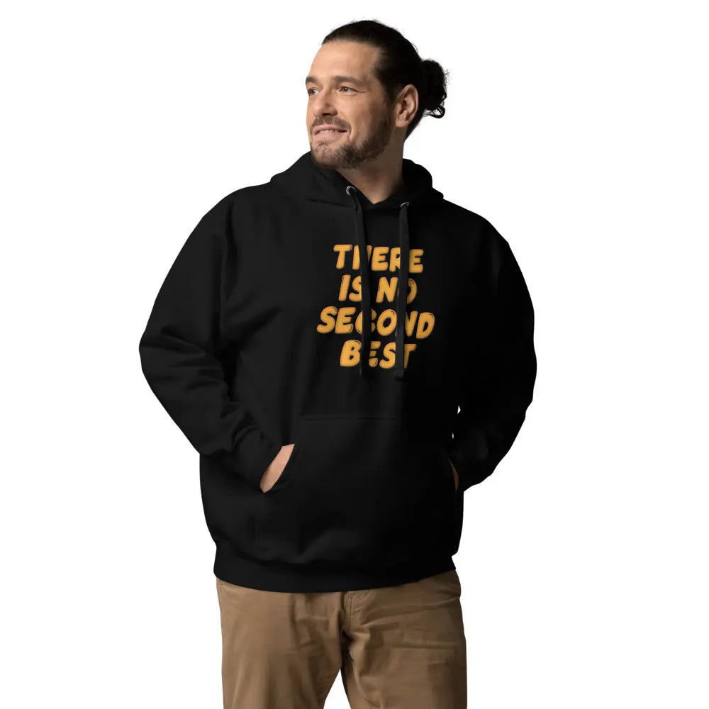 bitcoin hoodie - no second best - worn on male model - black