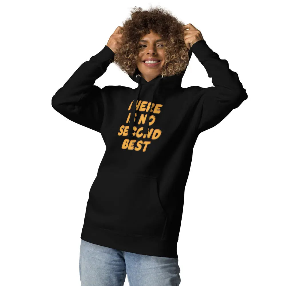 bitcoin hoodie - no second best - worn on model - black