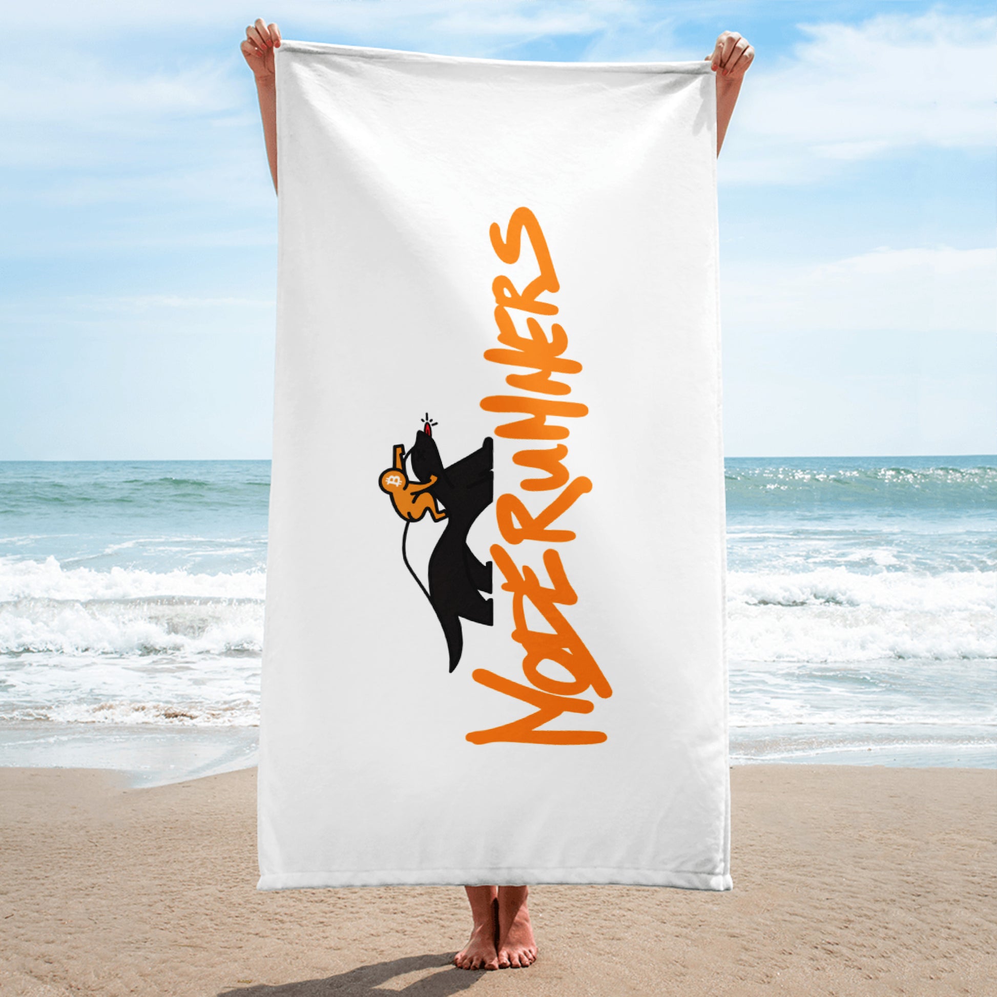 bitcoin beach towel - noderunners - on the beach