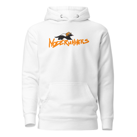 bitcoin hoodie - noderunners honeybadger - front view - white