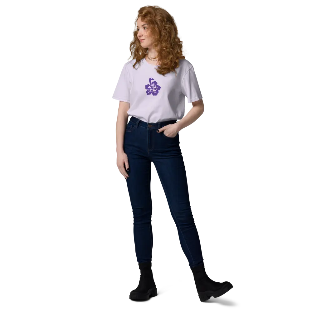 t-shirt - nostr flower - worn on female model - lavender