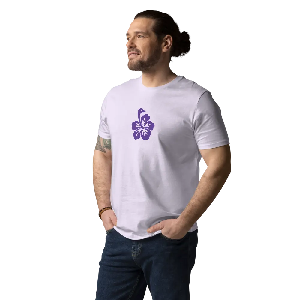 t-shirt - nostr flower - worn on male model - lavender