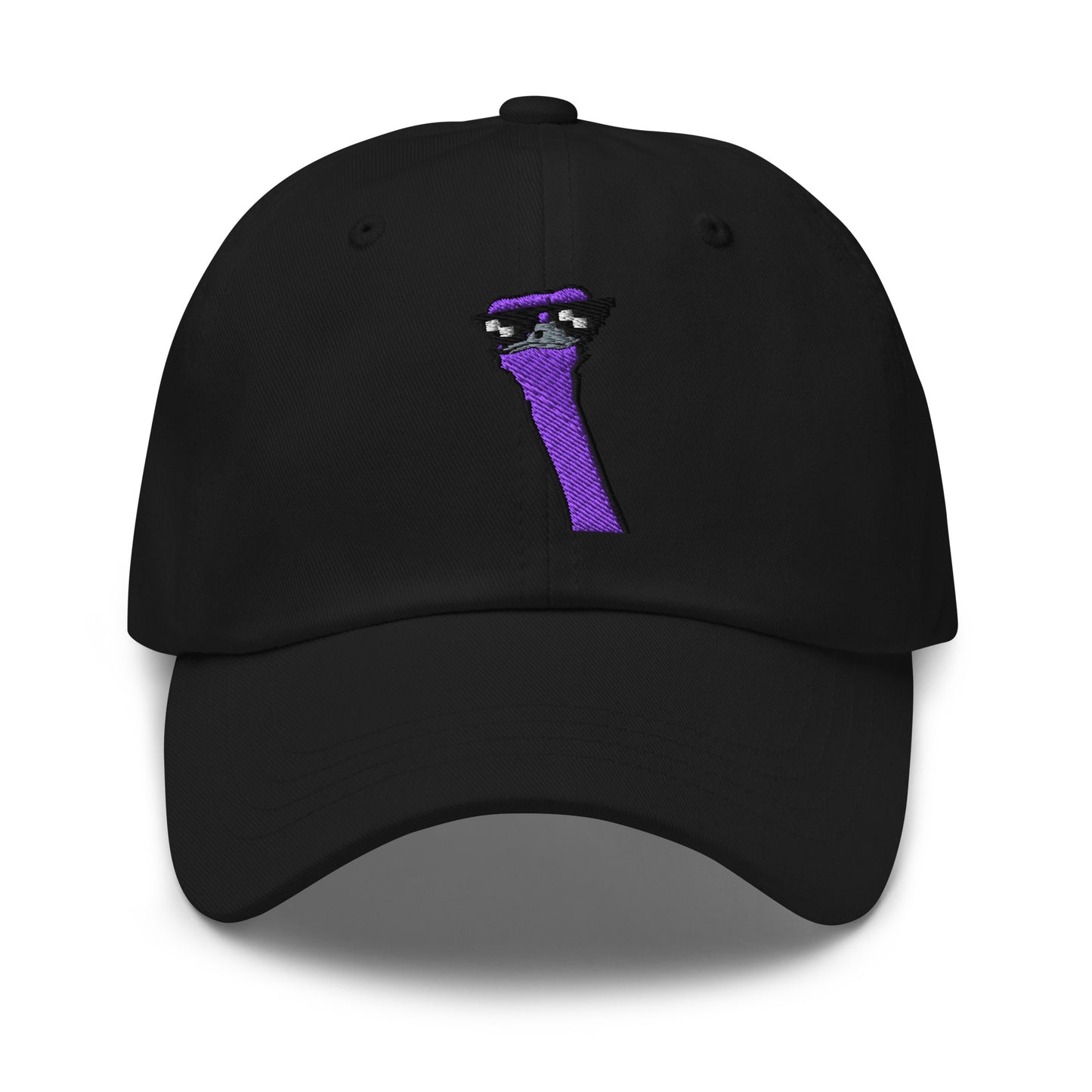 nostr hat - cool ostrich - front view - black