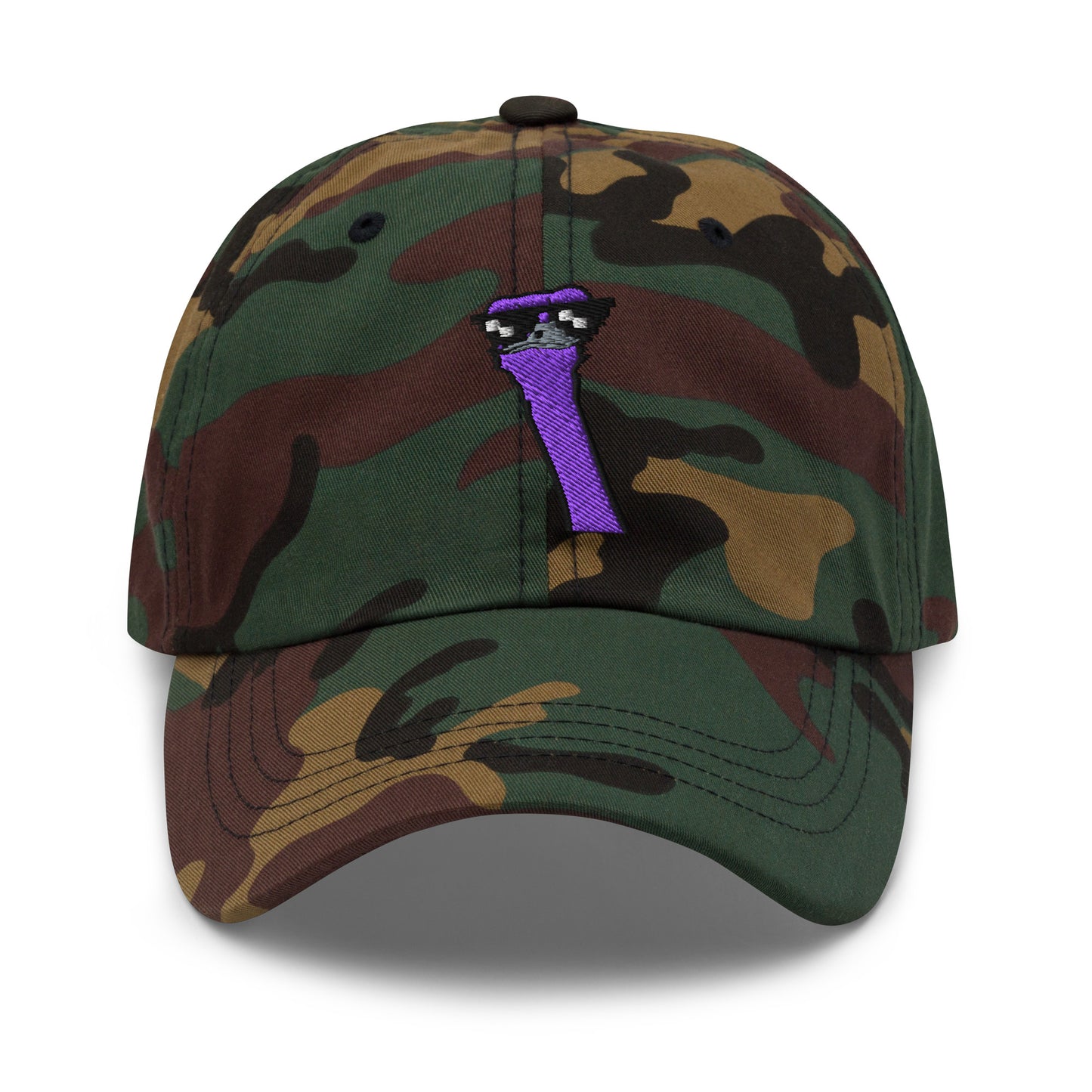 nostr hat - cool ostrich - front view - camo