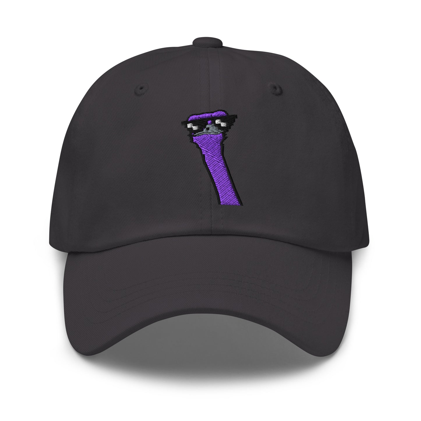 nostr hat - cool ostrich - front view - grey