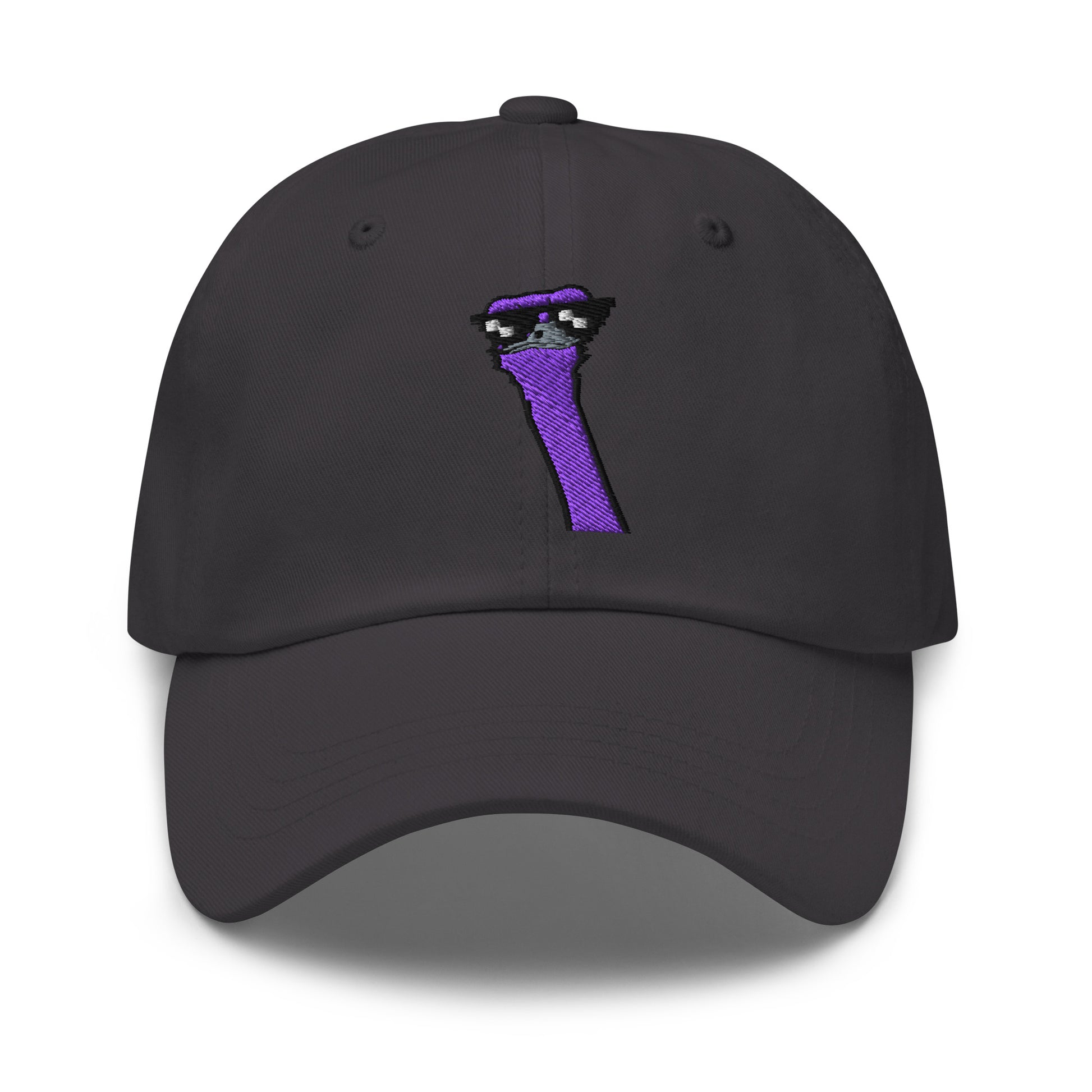 nostr hat - cool ostrich - front view - grey