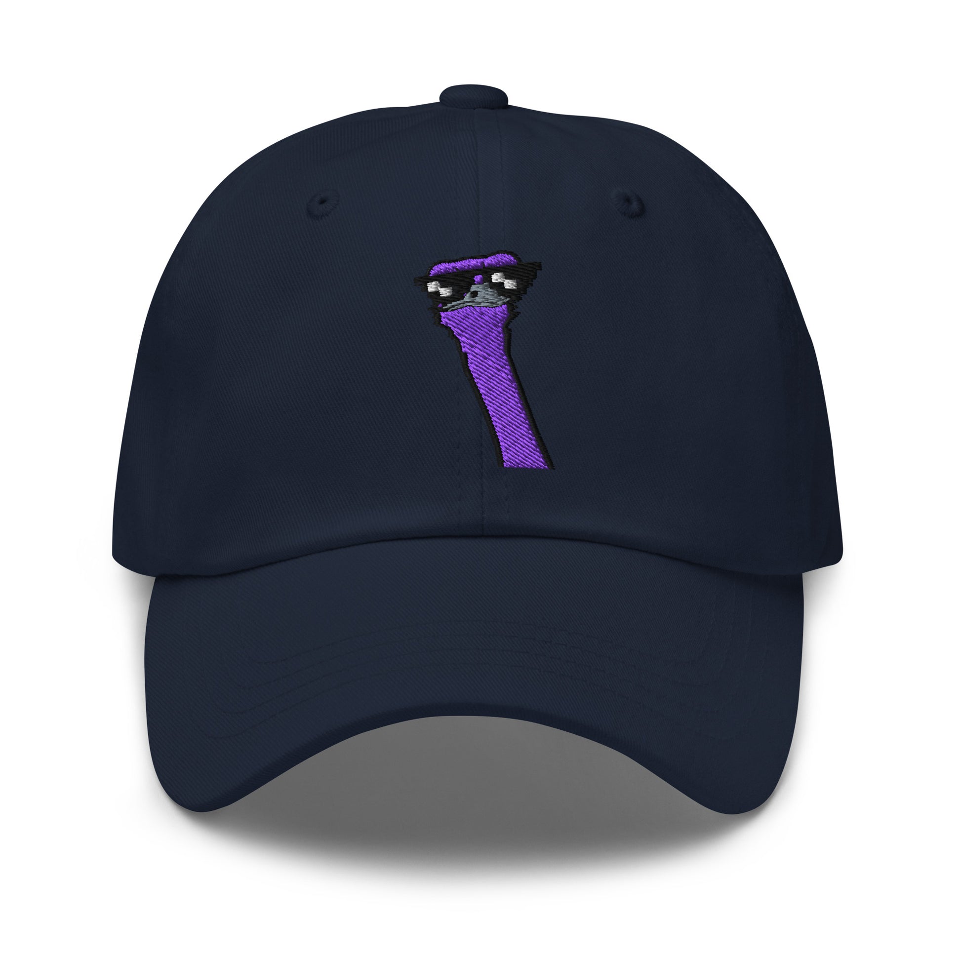 nostr hat - cool ostrich - front view - navy