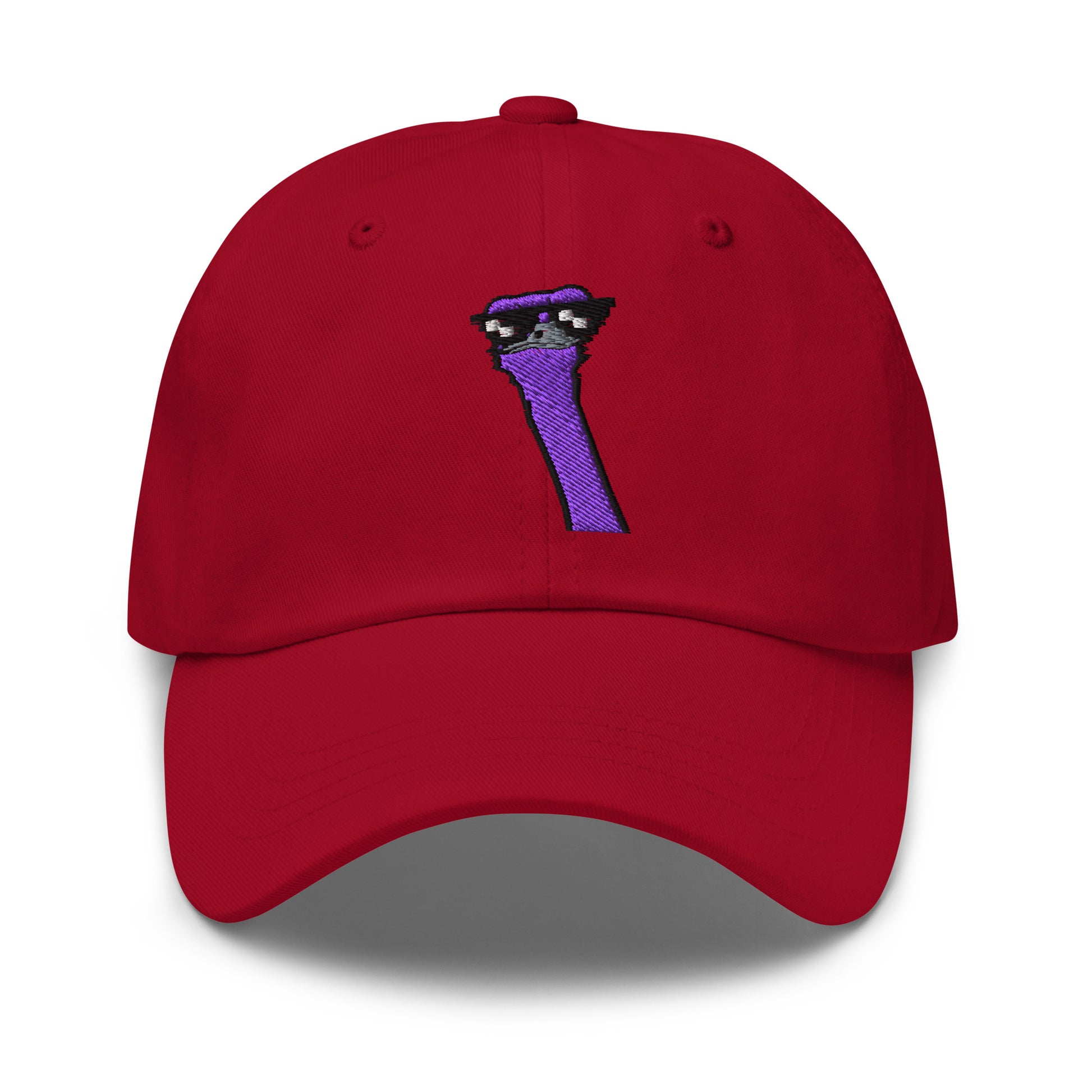 nostr hat - cool ostrich - front view - red