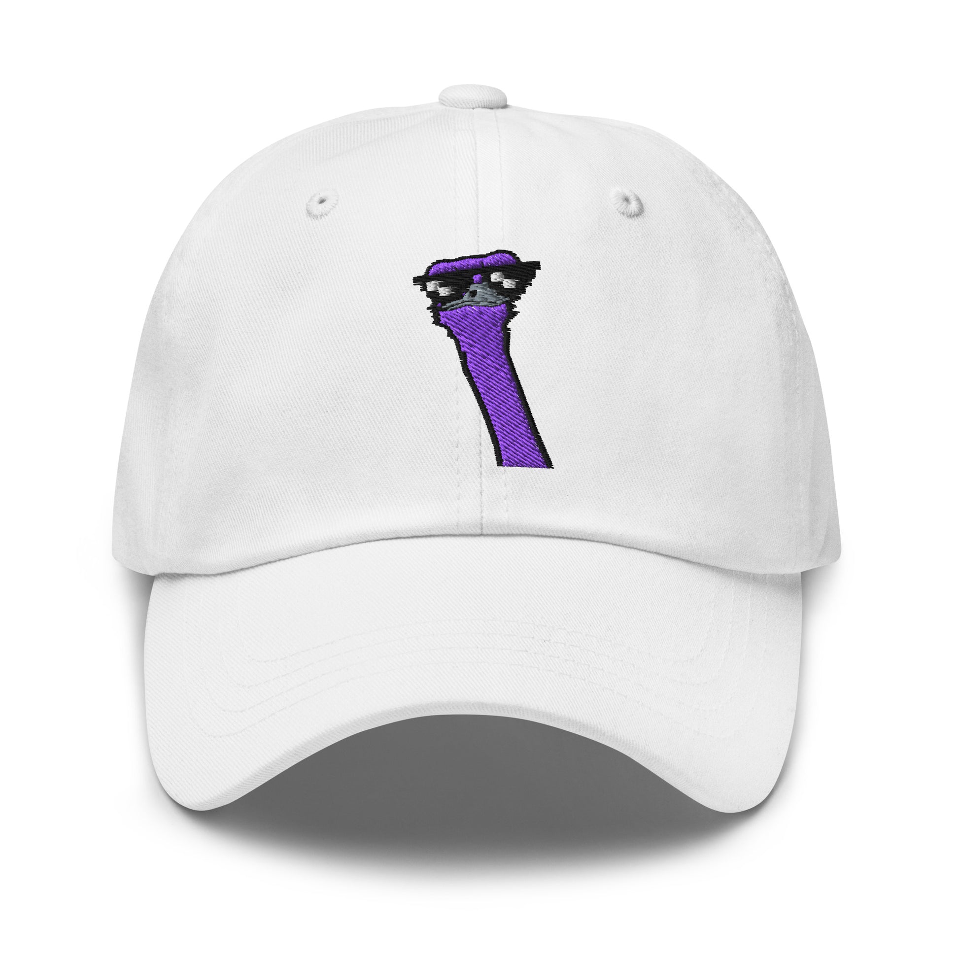 nostr hat - cool ostrich - front view - white