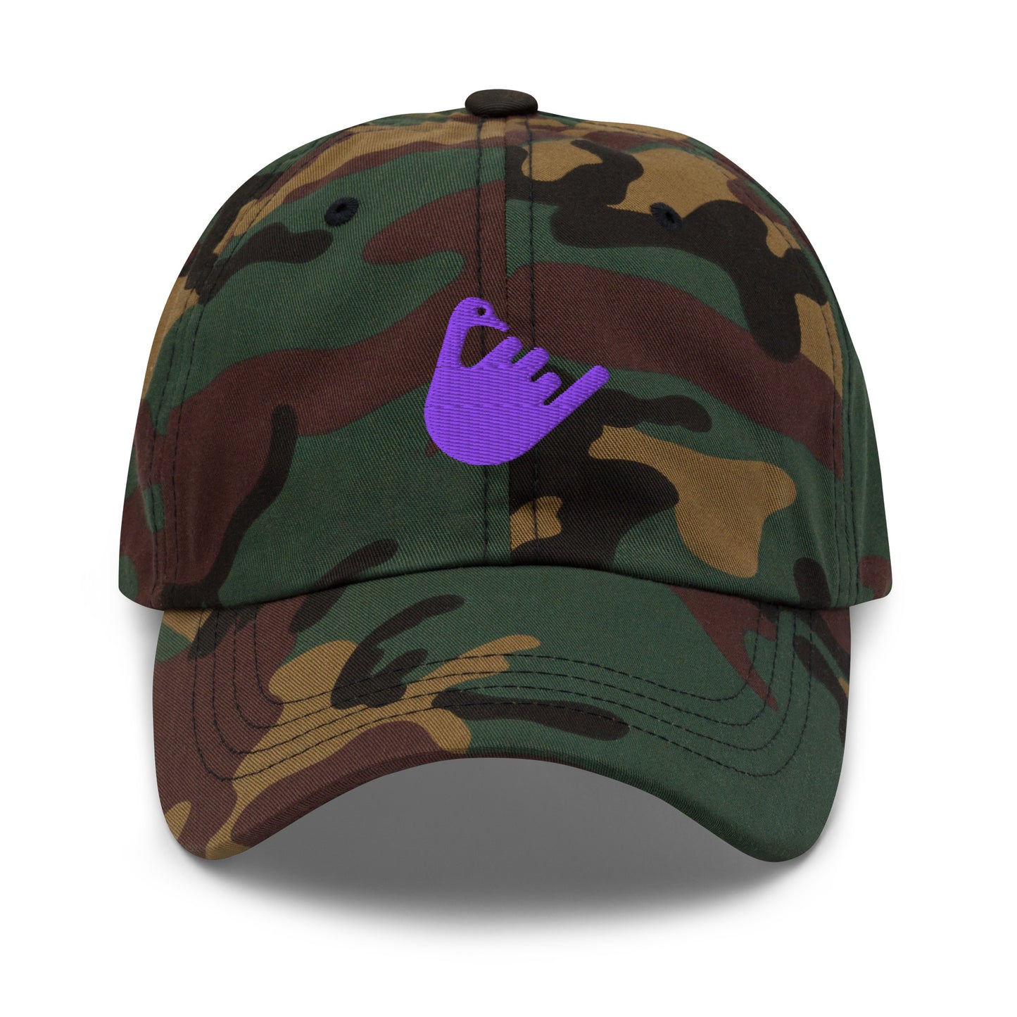 nostr hat - hang loose - front view - camo