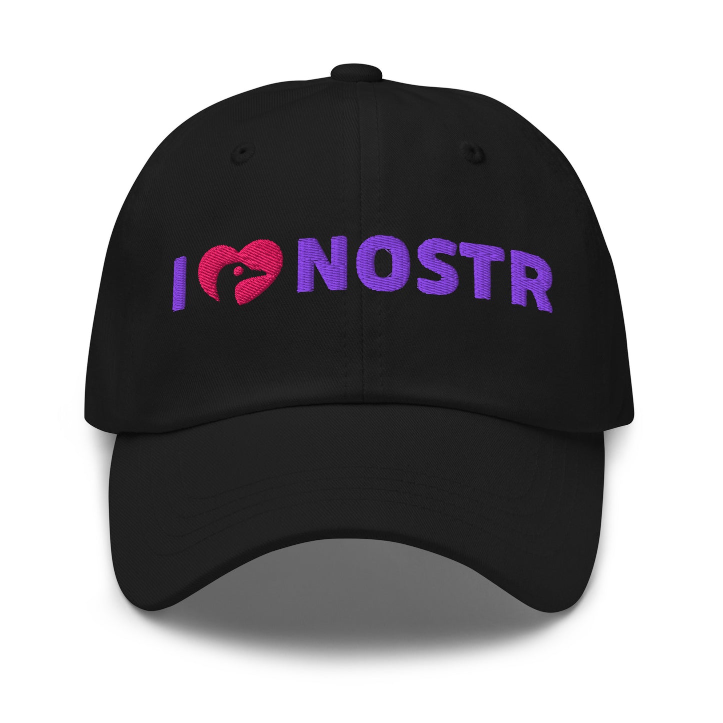 nostr hat - i love nostr - front view - black
