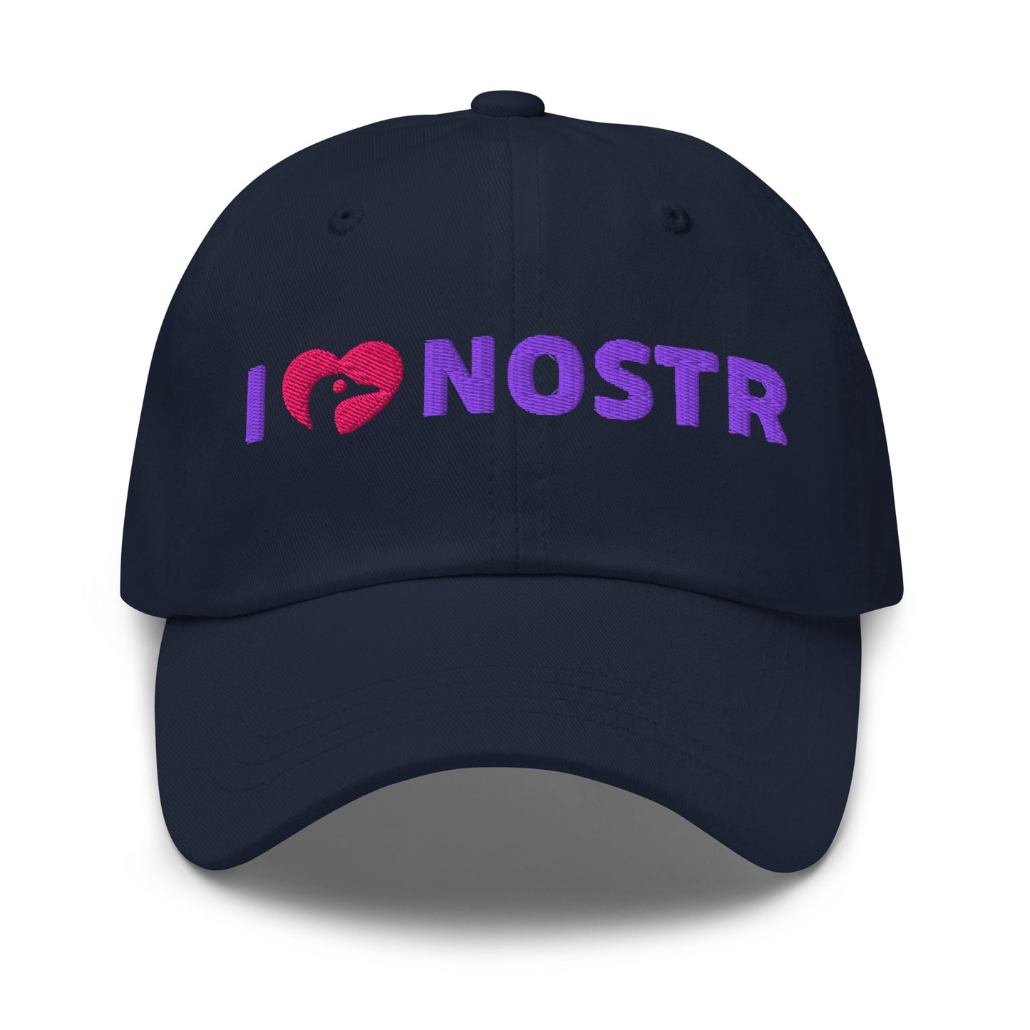 nostr hat - i love nostr - front view - navy