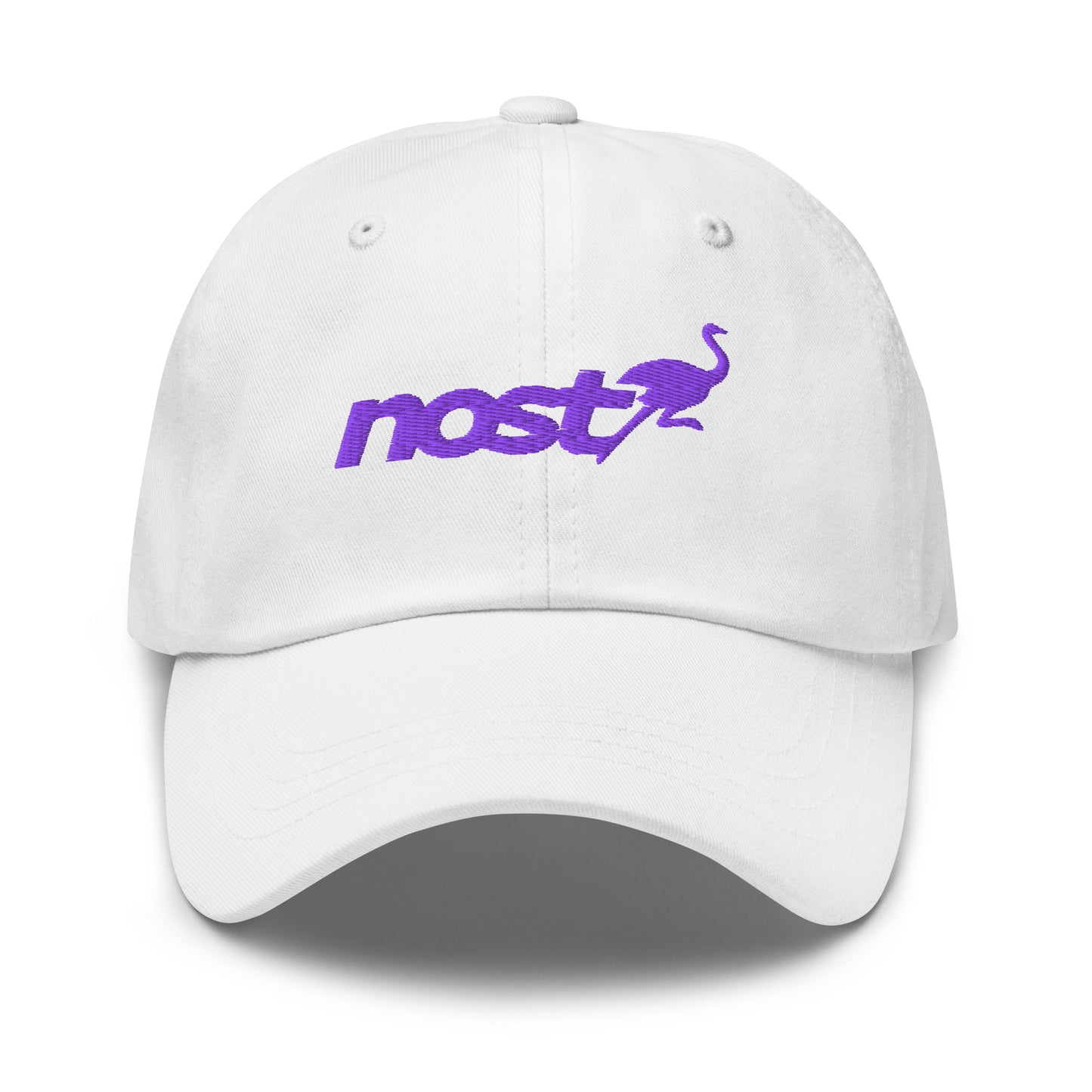 nostr hat - nostrich - front view - white