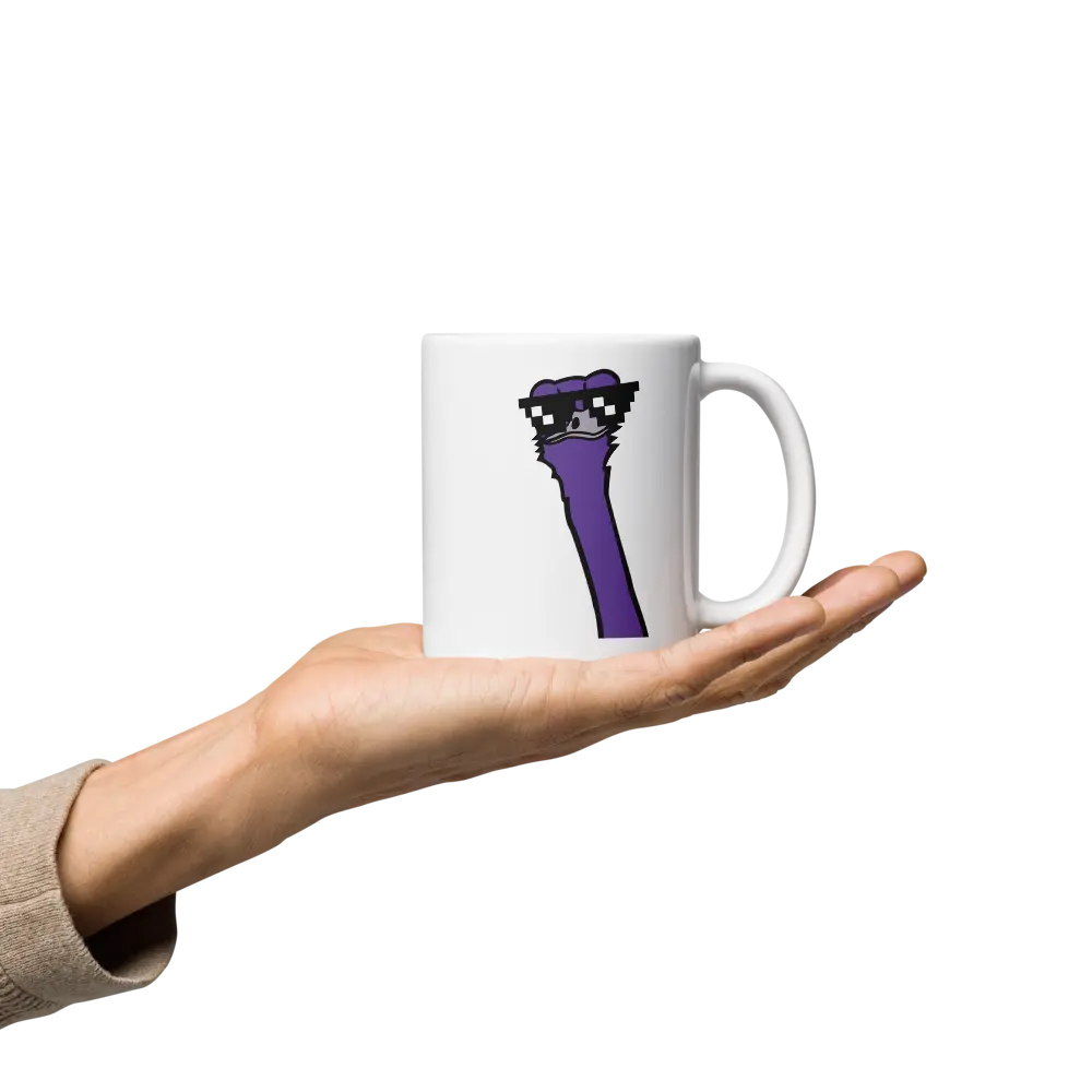 nostr mug - cool ostrich - hold on hand - 325ml