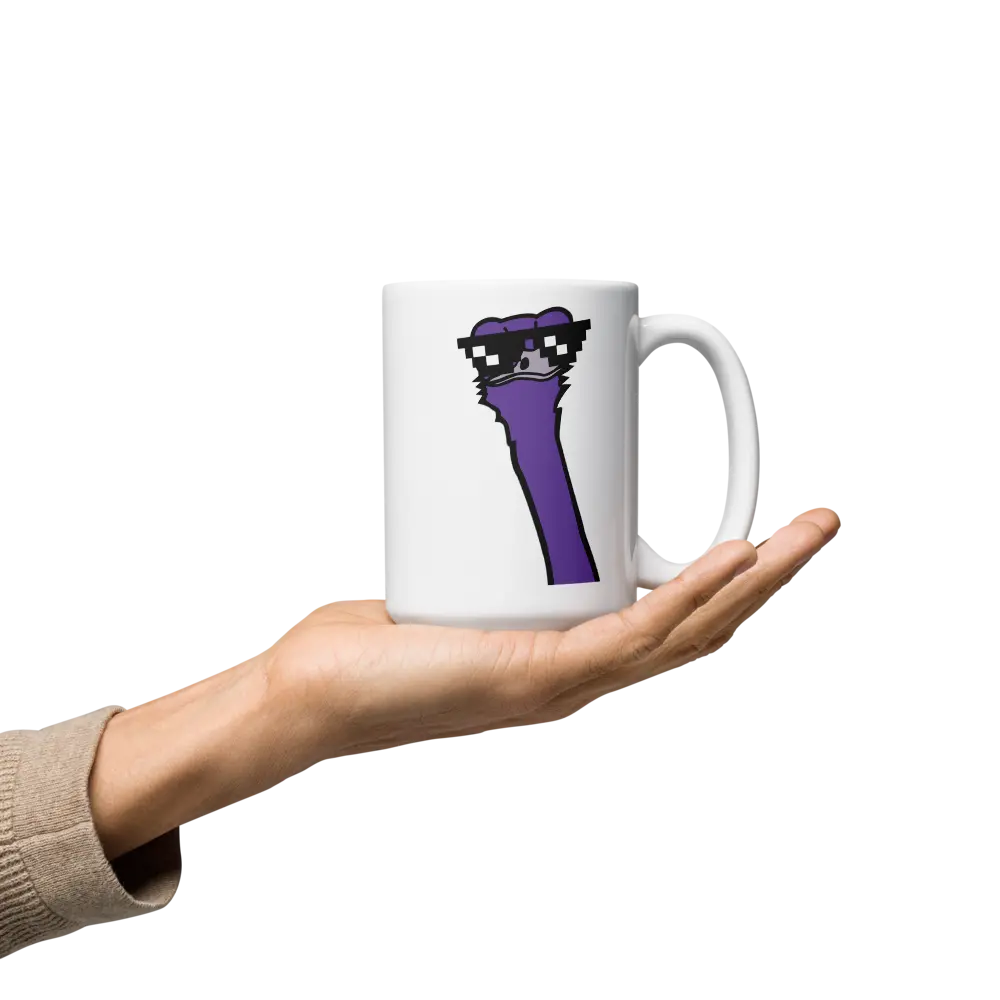 nostr mug - cool ostrich - hold on hand - 443ml