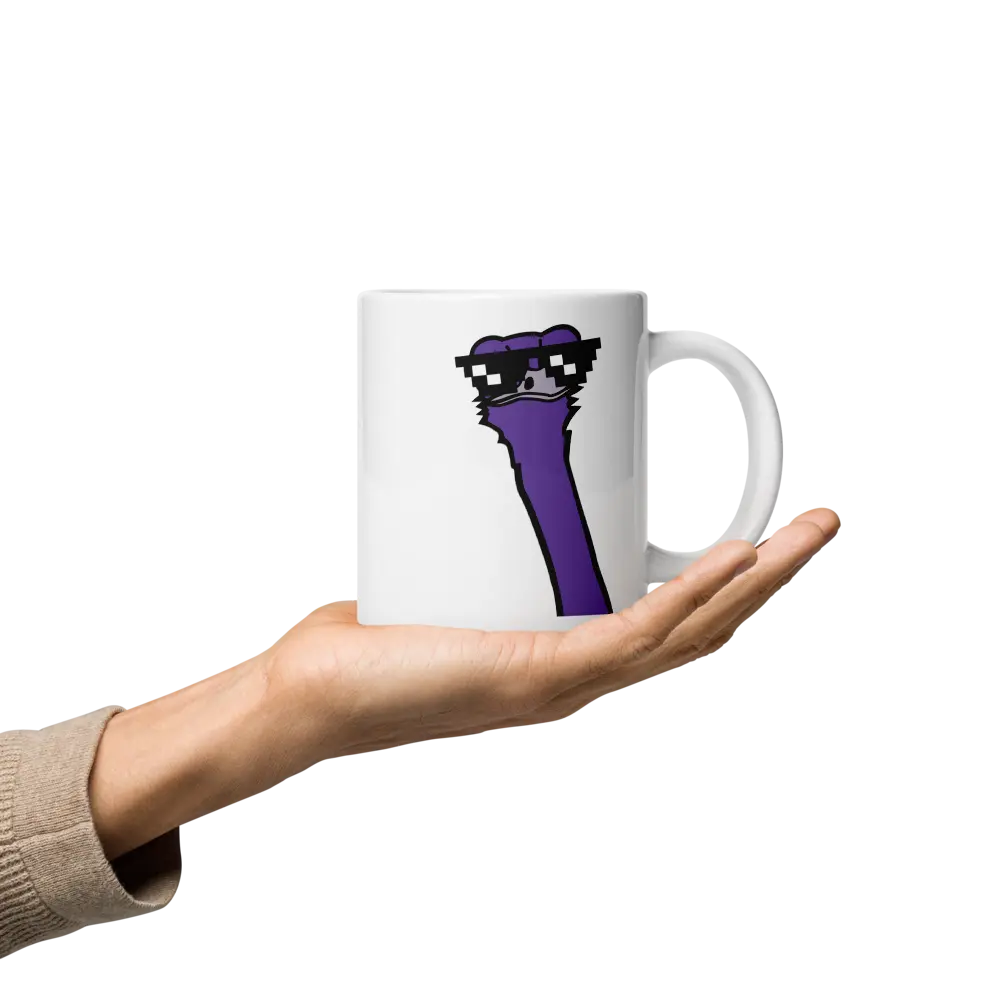 nostr mug - cool ostrich - hold on hand - 591ml