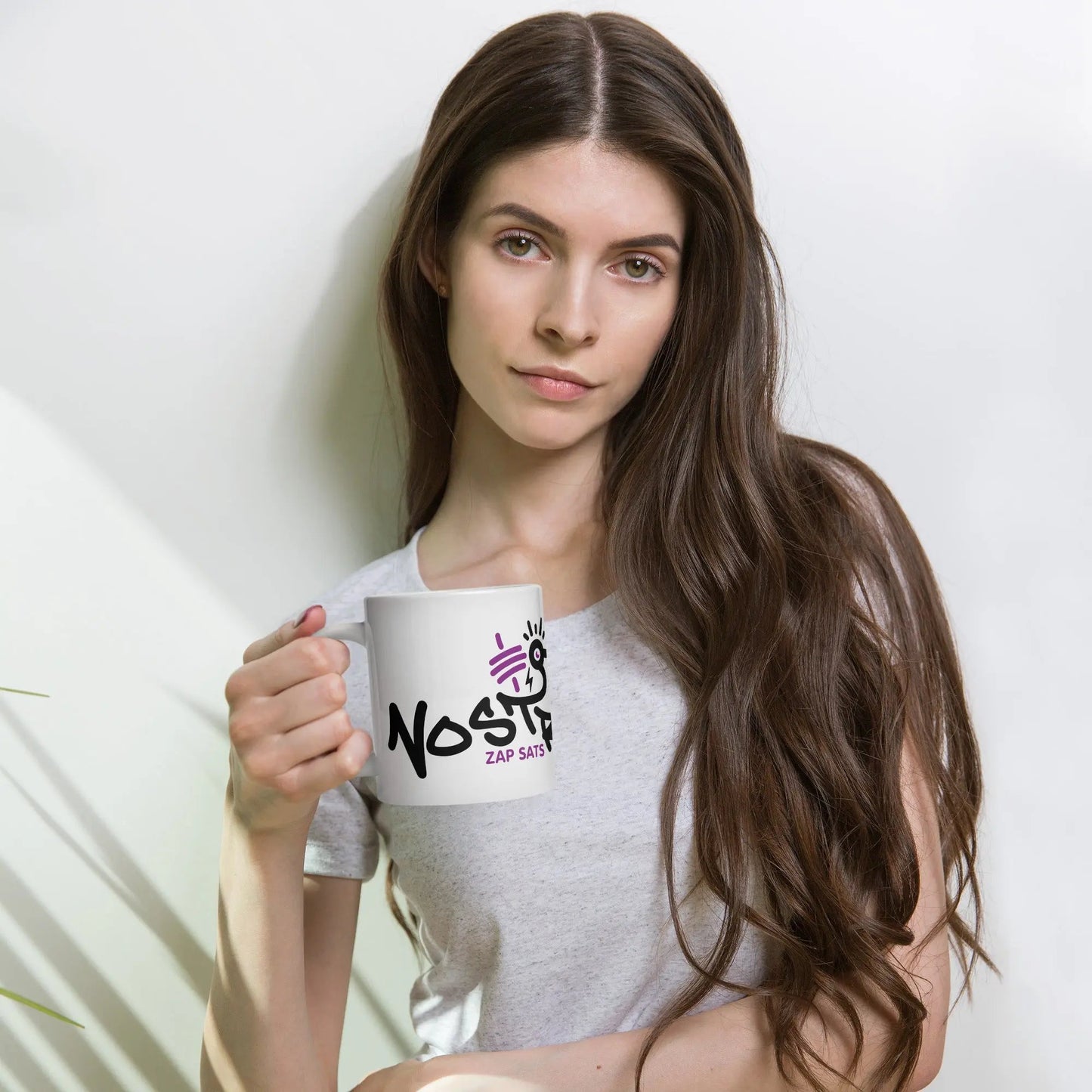 nostr mug - zap sats - hold on hand