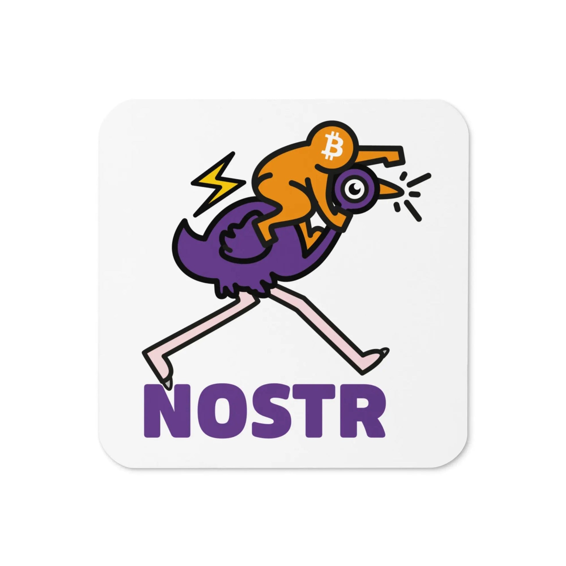 Nostr Pop Ostrich Nostr coaster by BitPopArt front view