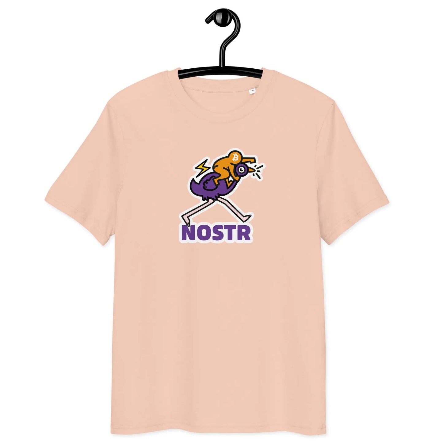 Nostr T-Shirt – Nostr Pop Ostrich - on hanger - pink