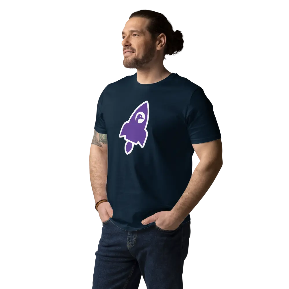 nostr tee - rocket - model view