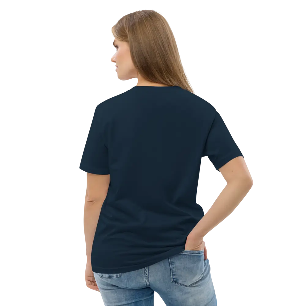 nostr tee - rocket - worn by female - back