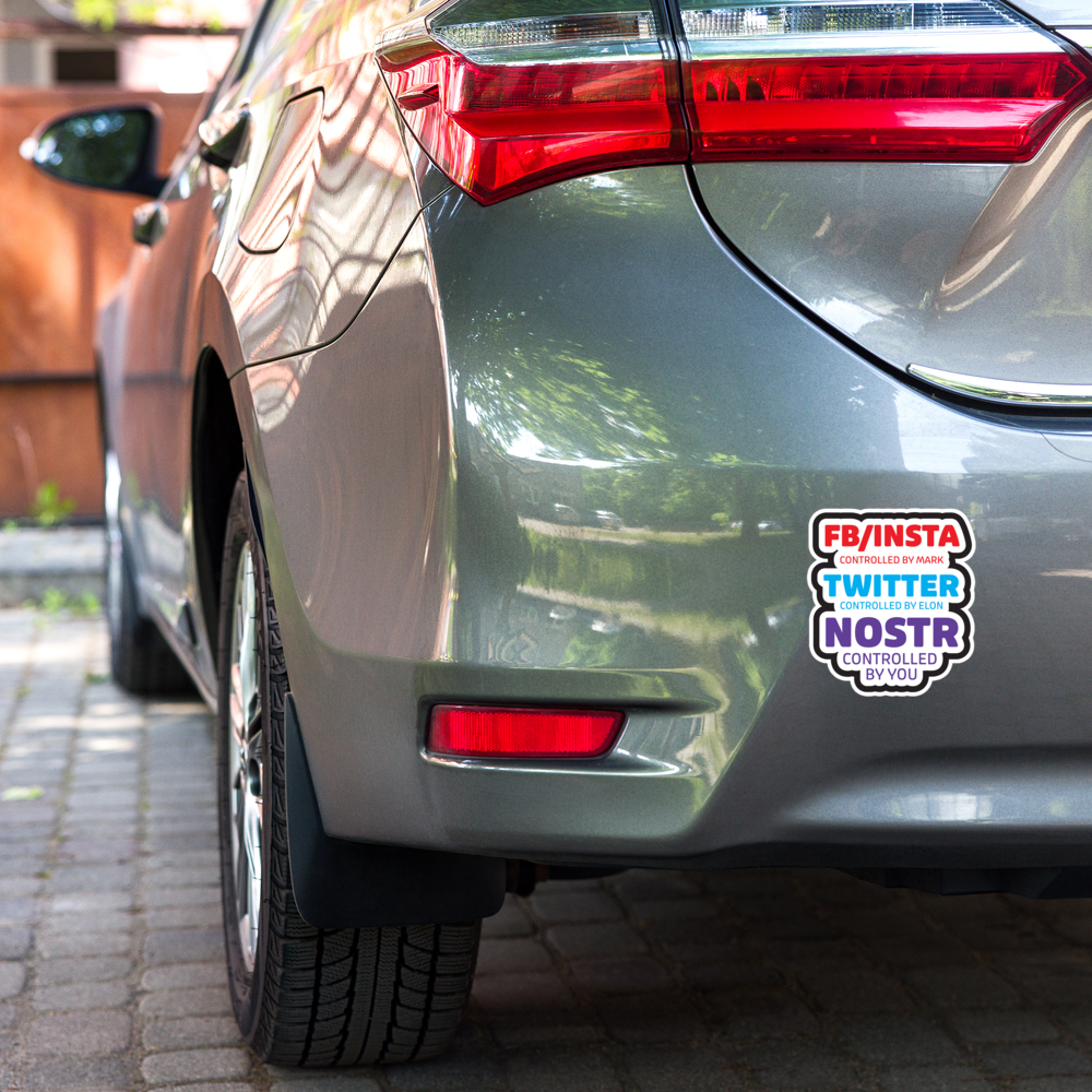 nostr sticker - controlled by you - applied on car