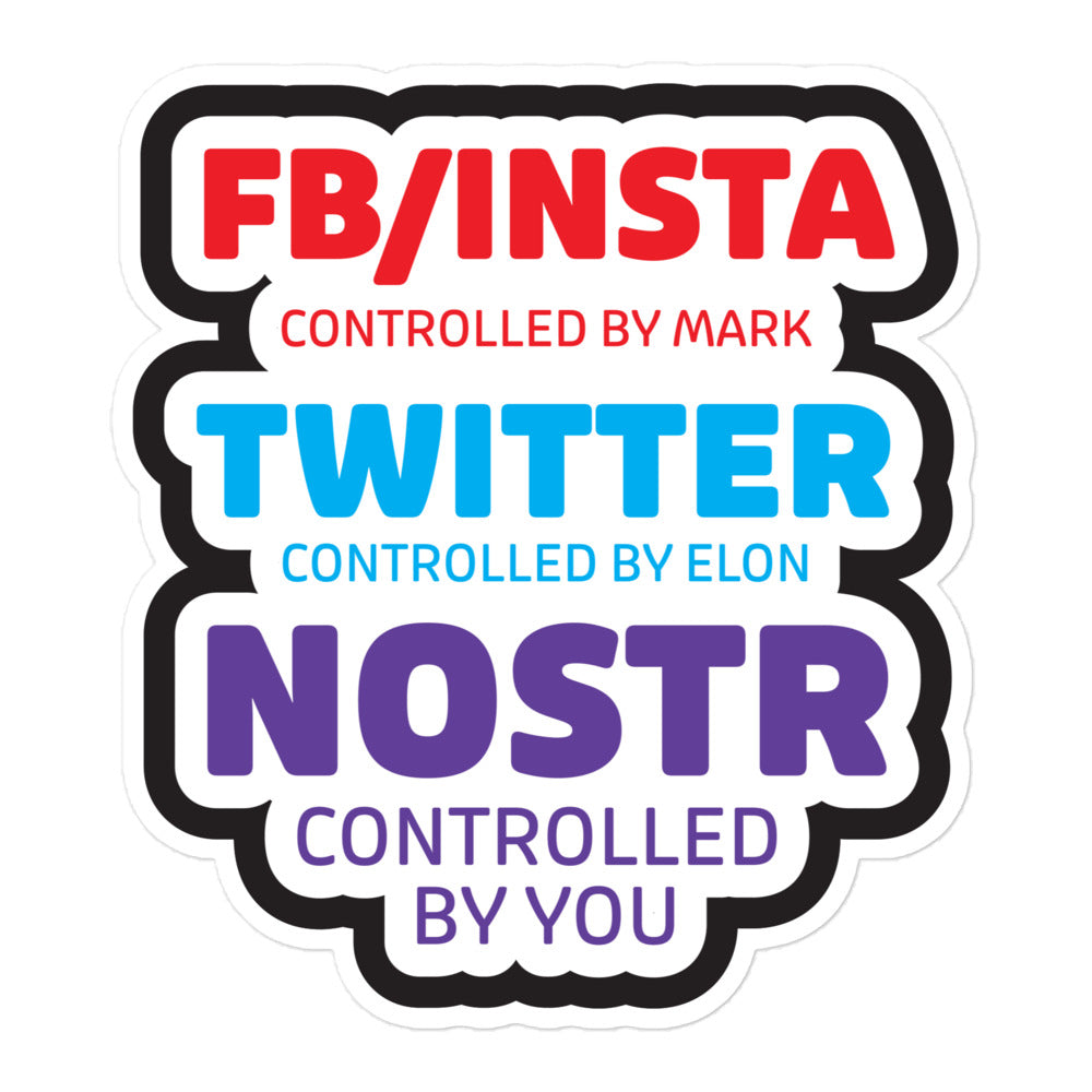 nostr sticker - controlled by you - front view