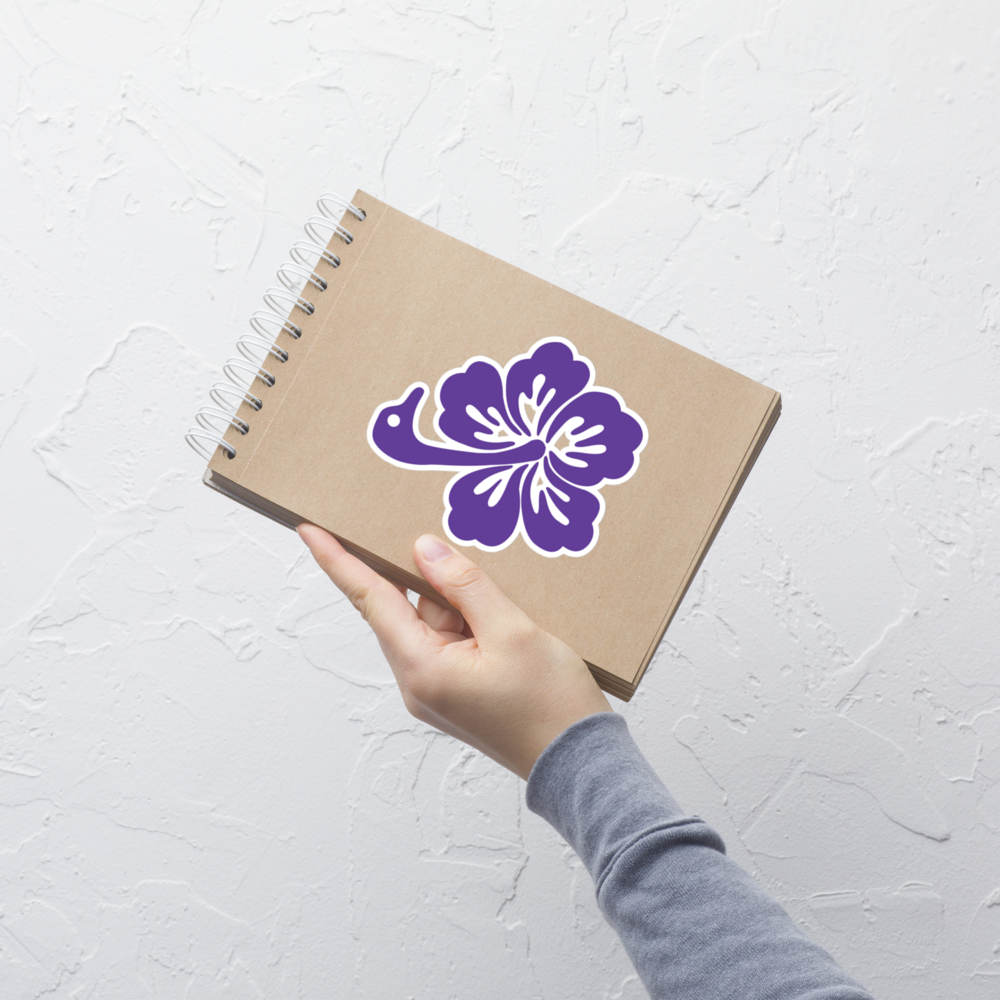 nostr sticker - nostr flower - applied on notebook