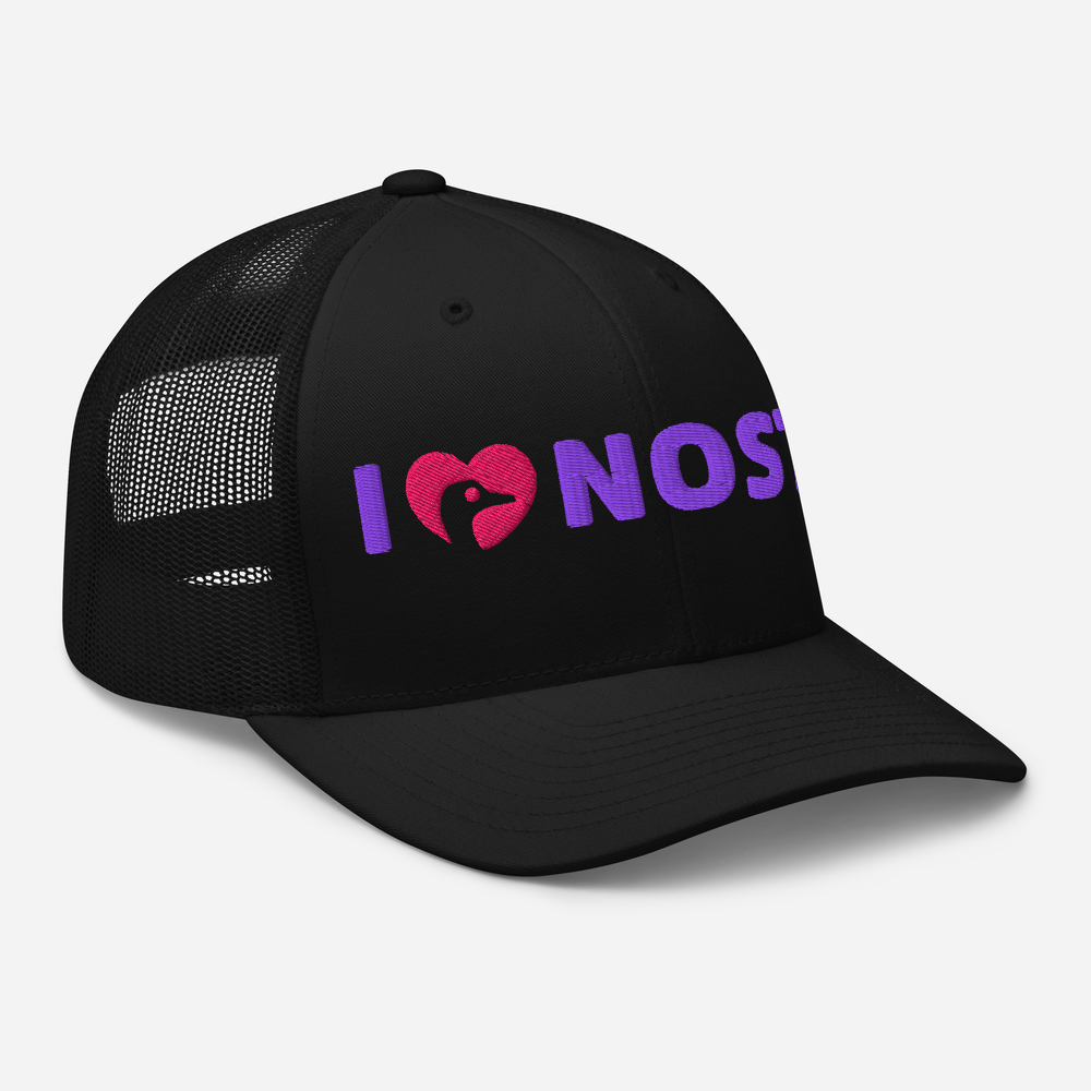 i love nostr hat angled front view