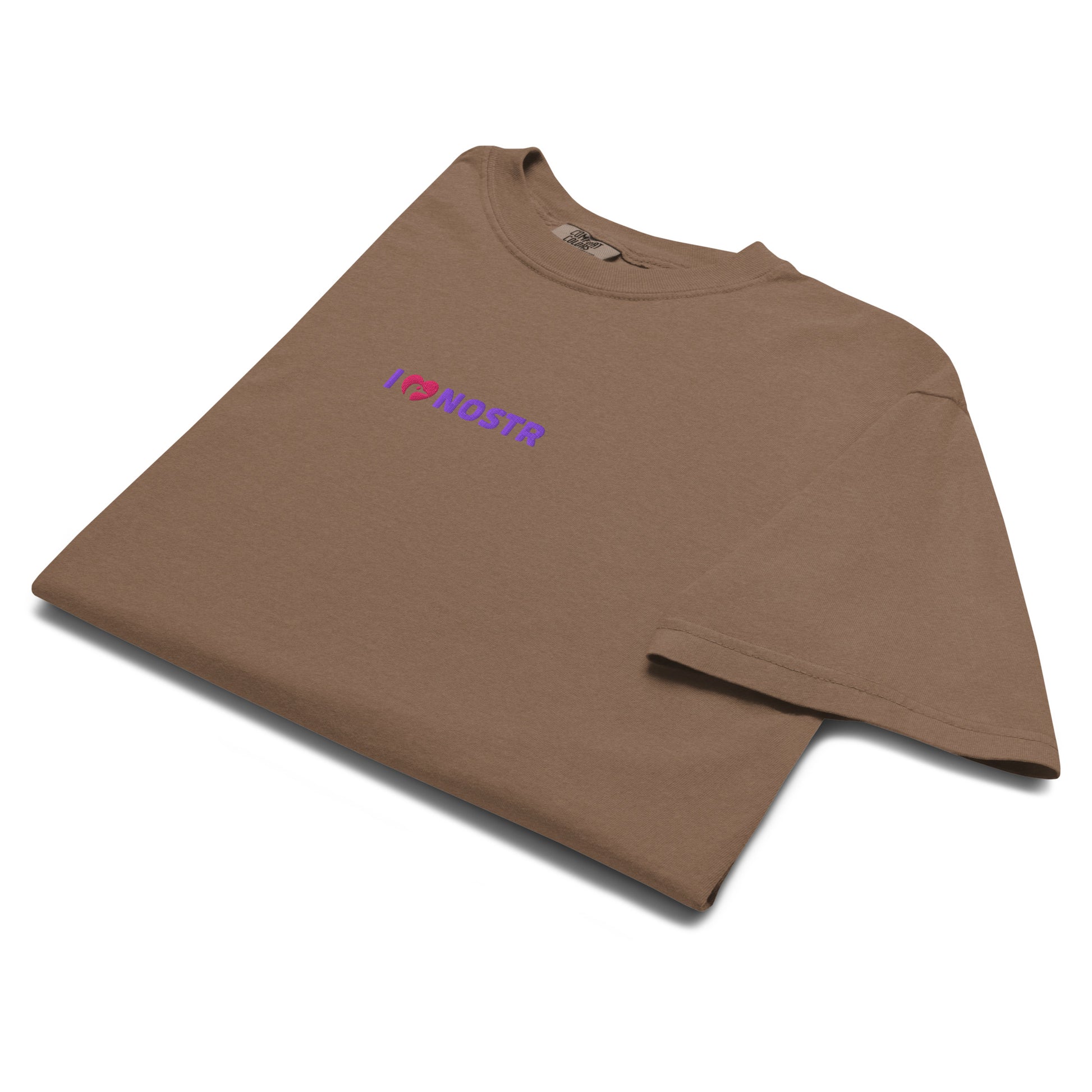 nostr t-shirt - i love nostr - front view - espresso