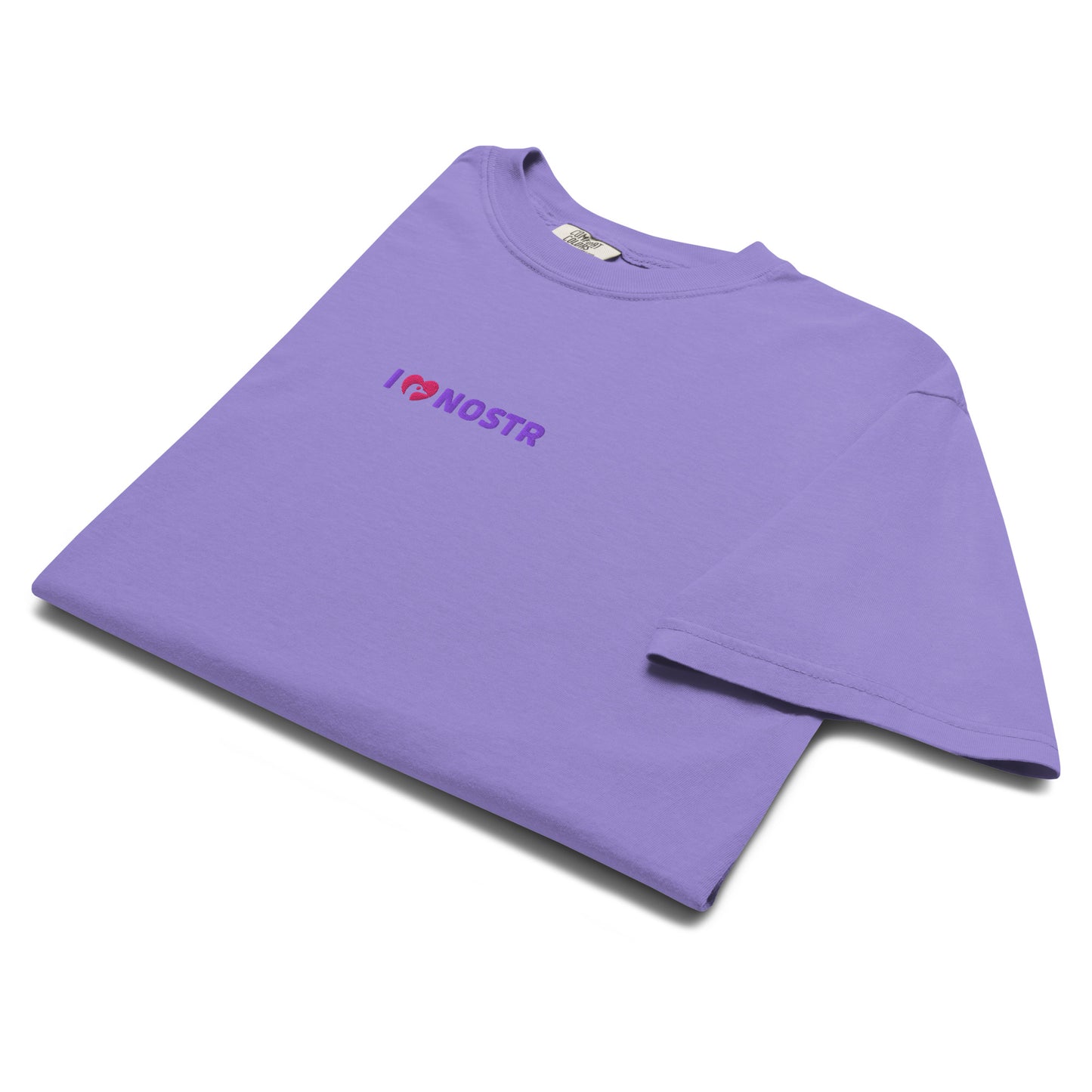 nostr t-shirt - i love nostr - front view - violet