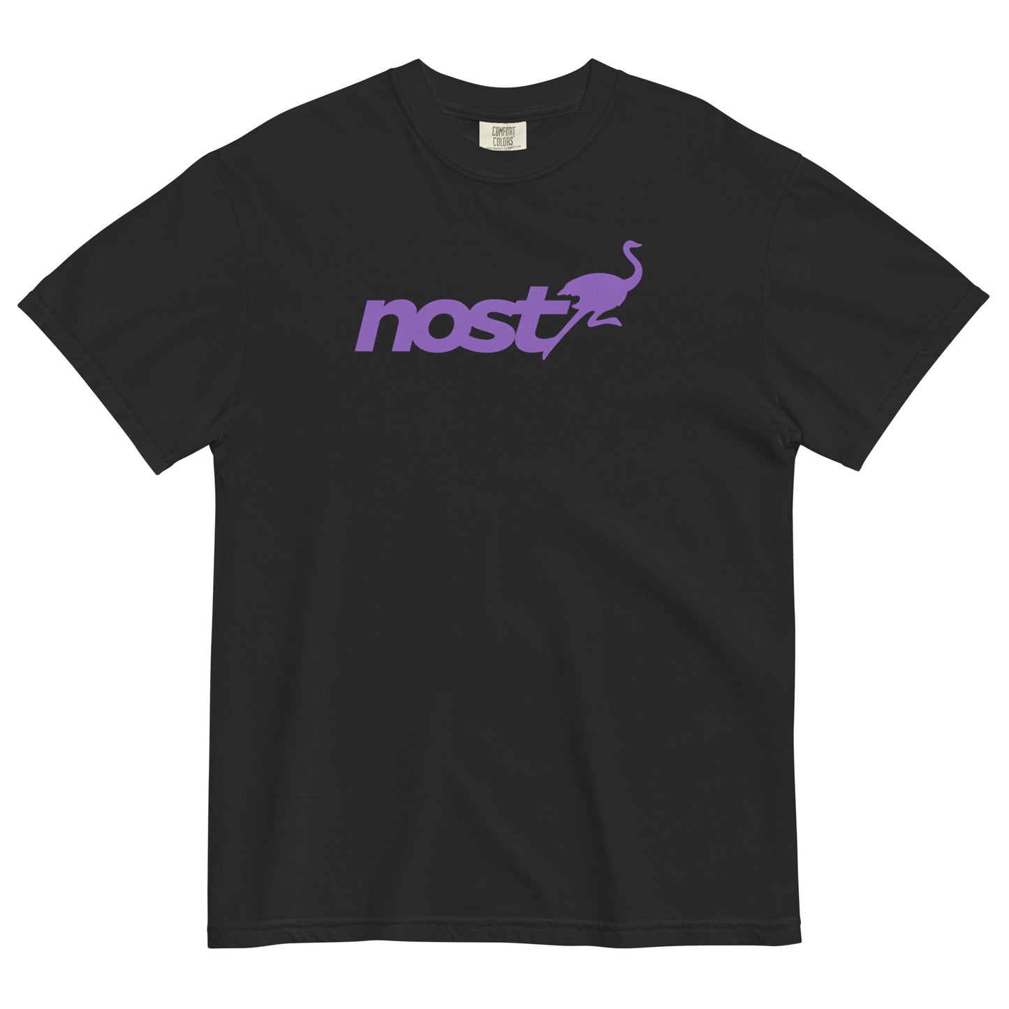 nostr t-shirt - nostrich - front view - black
