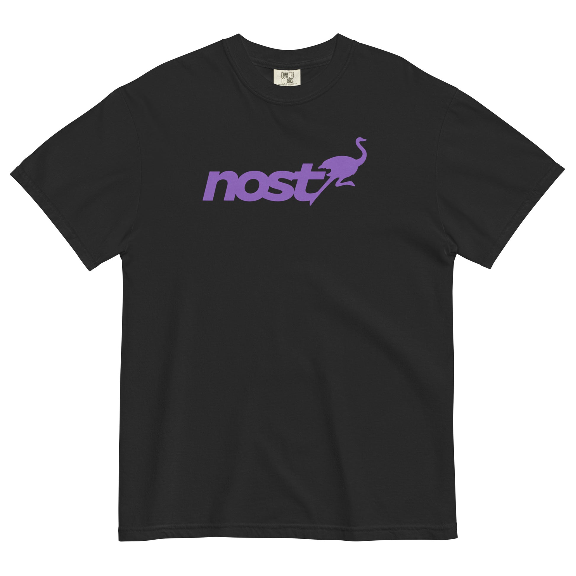 nostr t-shirt - nostrich - front view - black