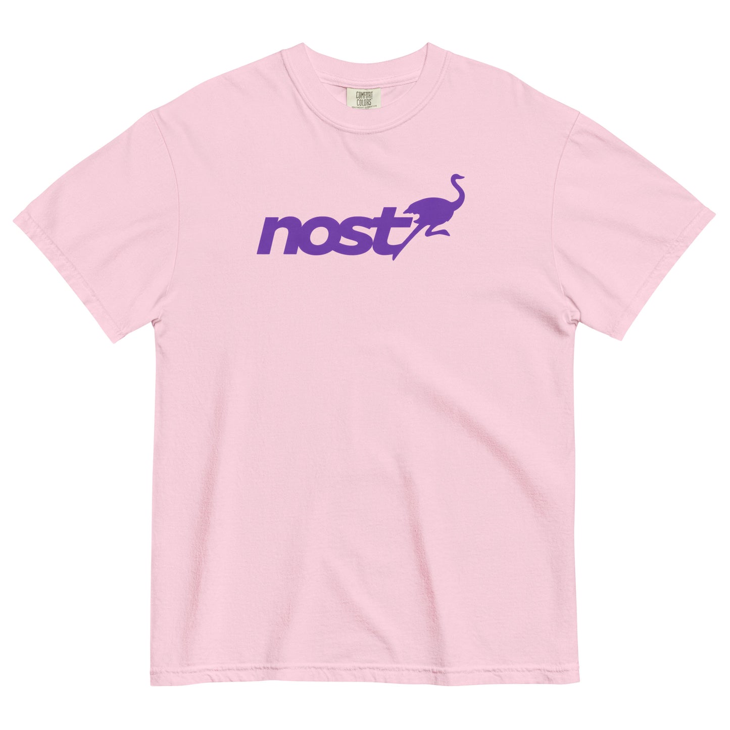 nostr t-shirt - nostrich - front view - blossom