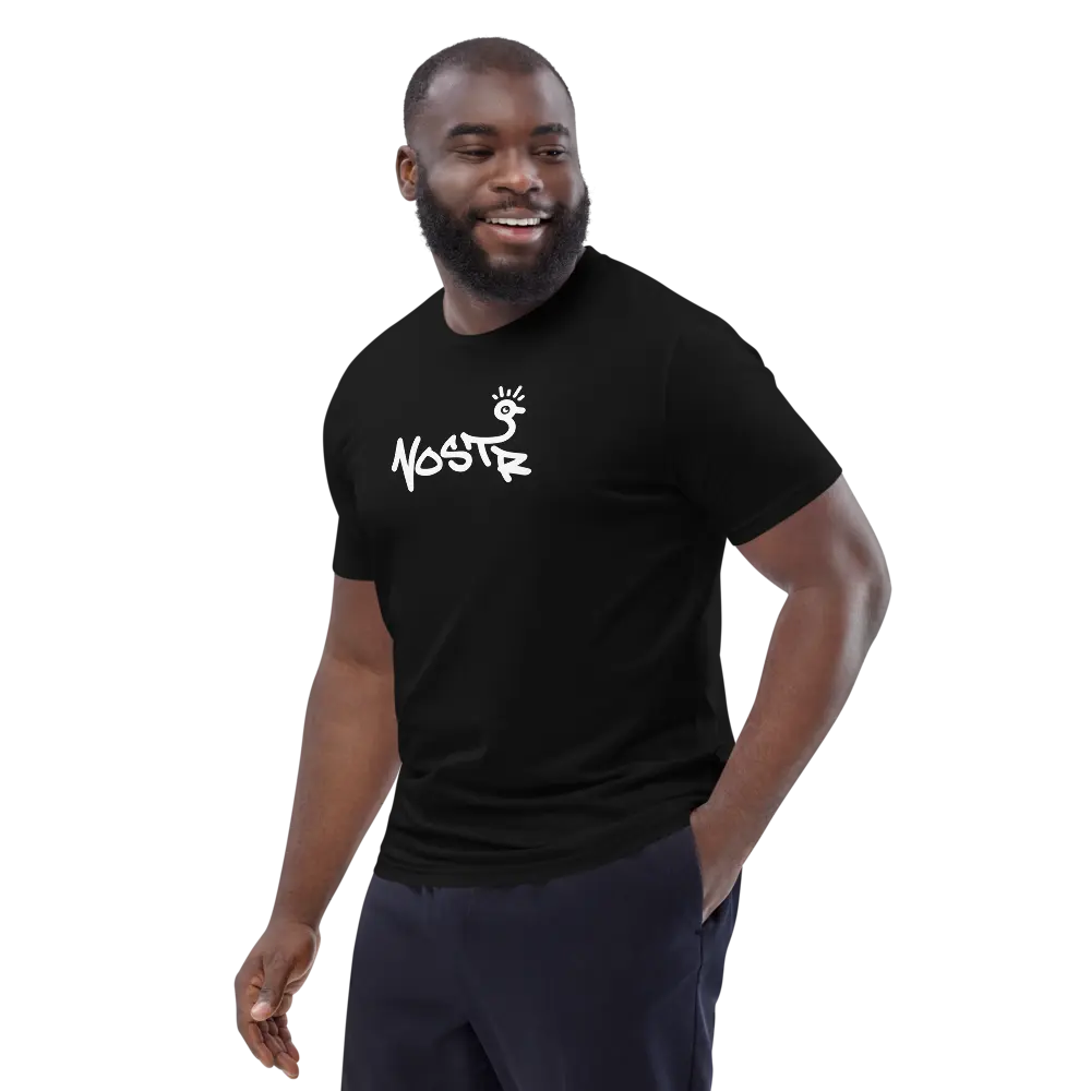 T-Shirt – Nostr — worn on male model — black