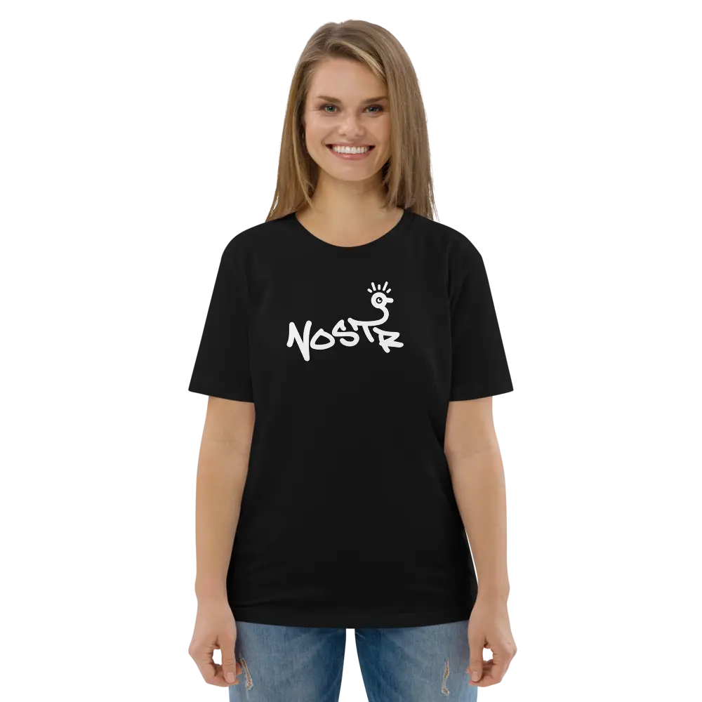 T-Shirt – Nostr — worn on model — black