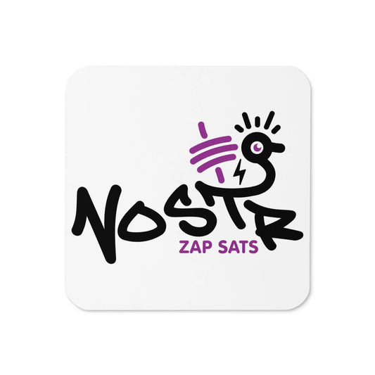 Nostr Zap Sats Bitcoin coaster by BitPopArt – lightning speed design
