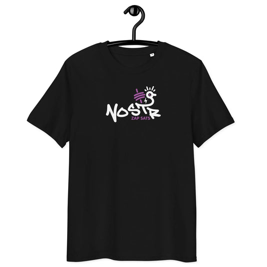 T-Shirt – Nostr Zap Sats — front view — black