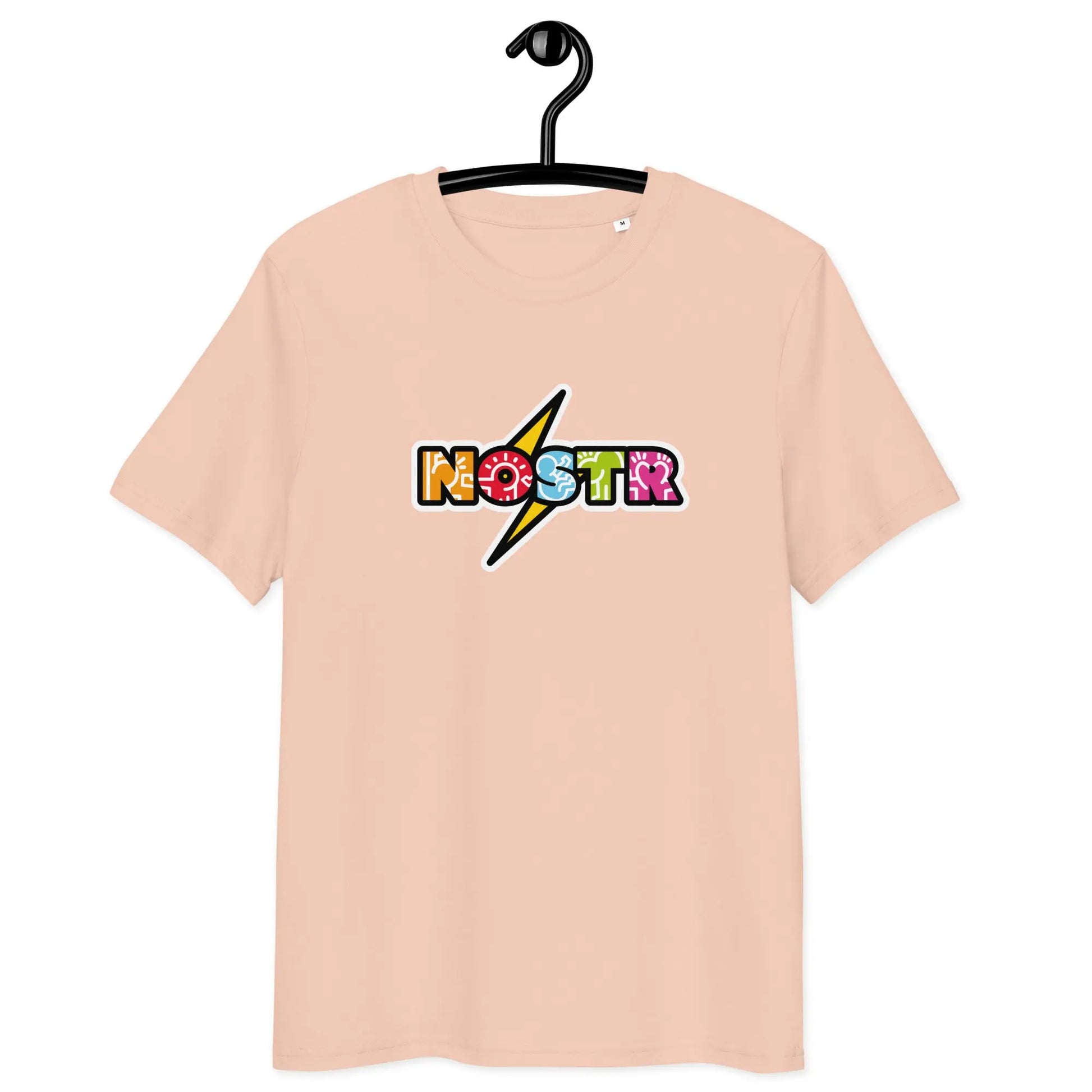 Nostr T-Shirt – Zap Sats | Store of Value — on hanger - pink color shirt