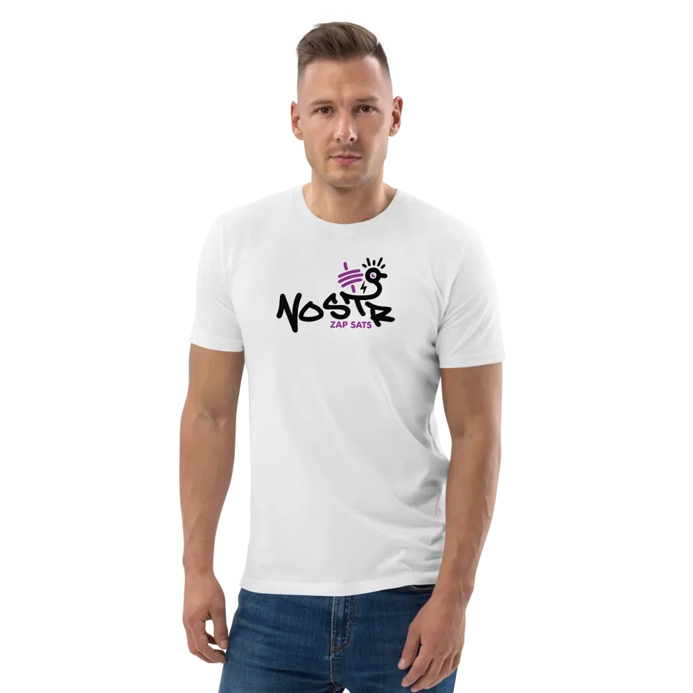 T-Shirt – Nostr Zap Sats — worn on model 