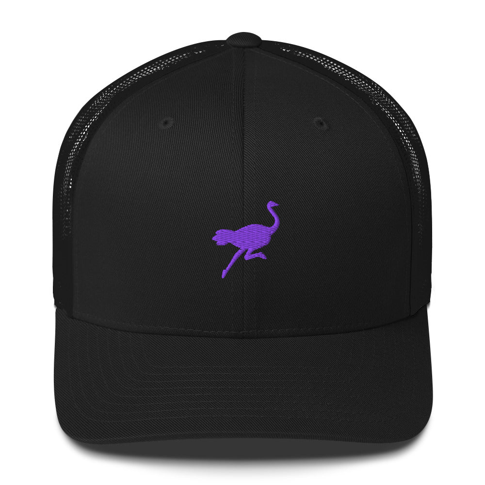nostrich nostr trucker hat small logo front view black