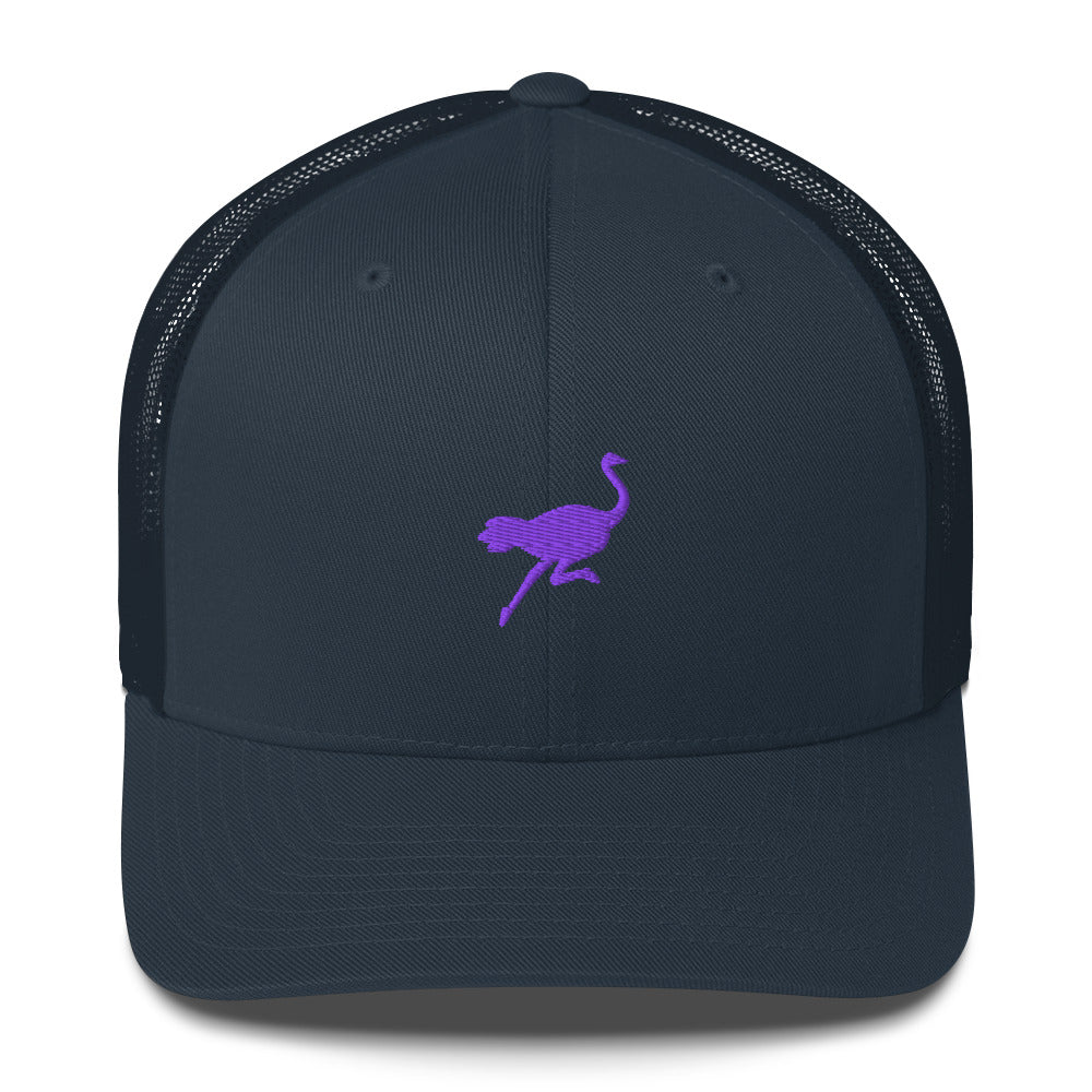 nostrich nostr trucker hat small logo front view navy