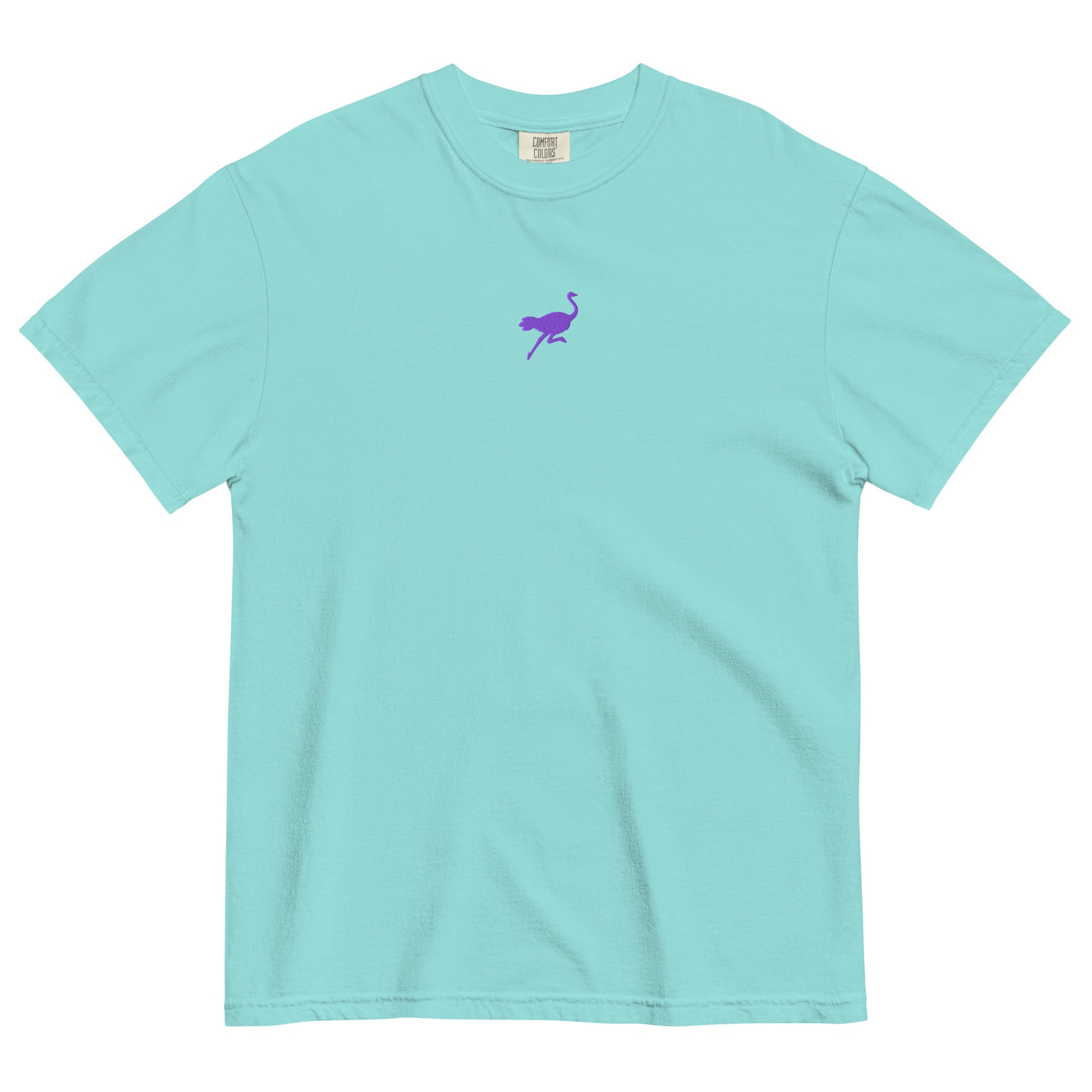 nostrich nostr t-shirt small logo front view lagoon blue