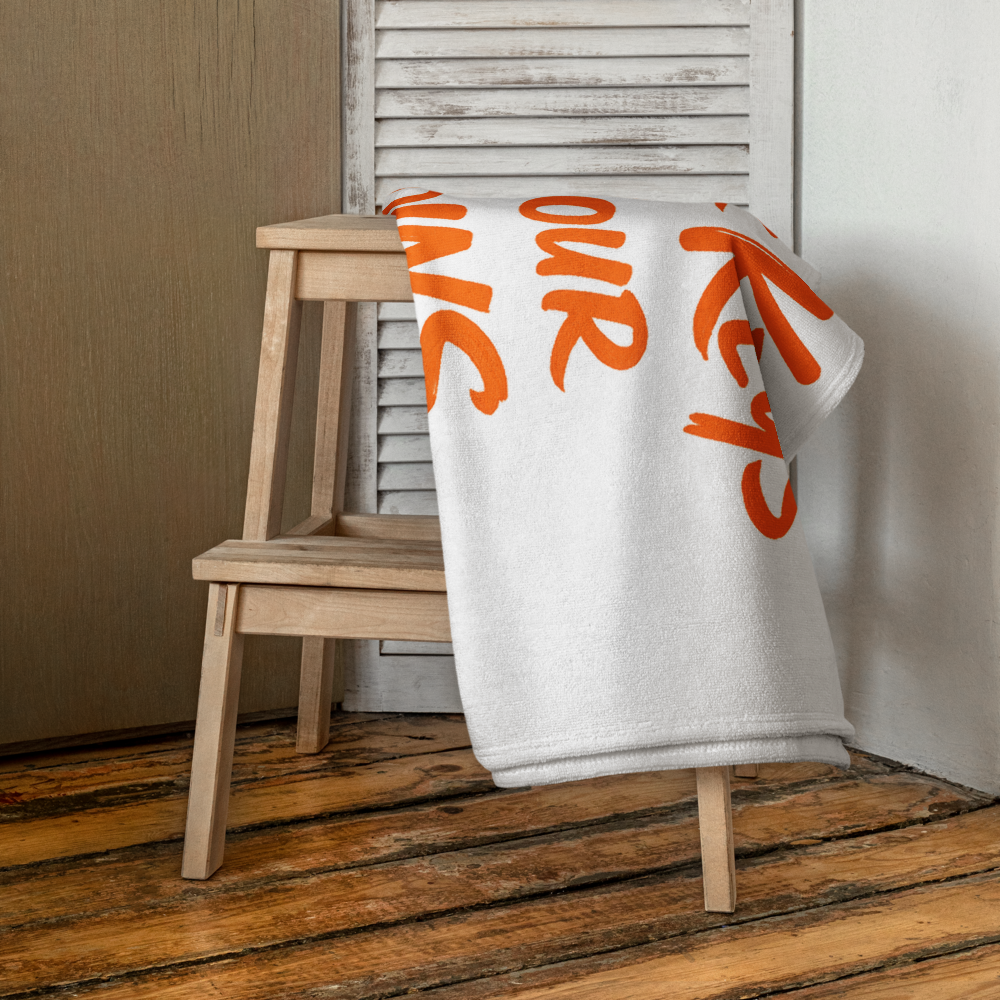 bitcoin beach towel - not your keys - hanging view