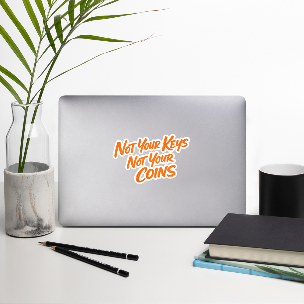 bitcoin sticker - not your keys - laptop view