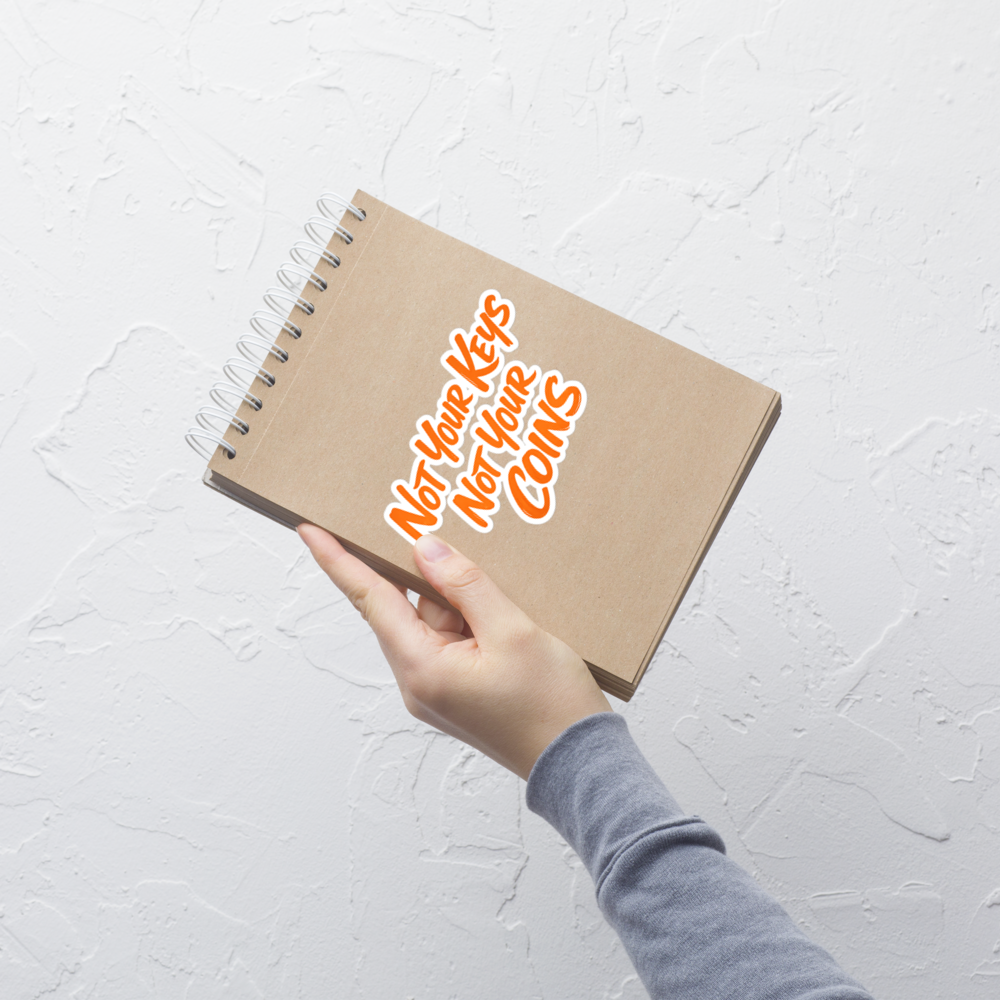 bitcoin sticker - not your keys - notebook view