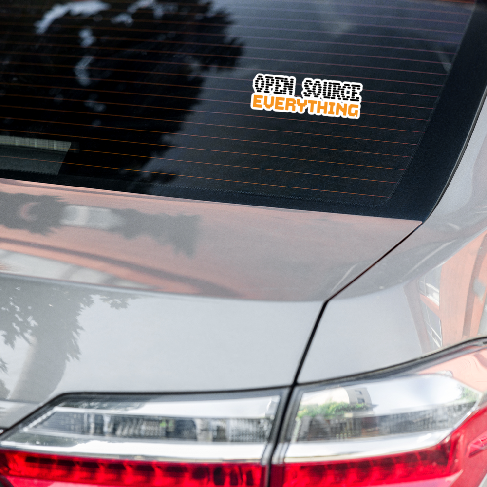 bitcoin sticker - open source everything - car view