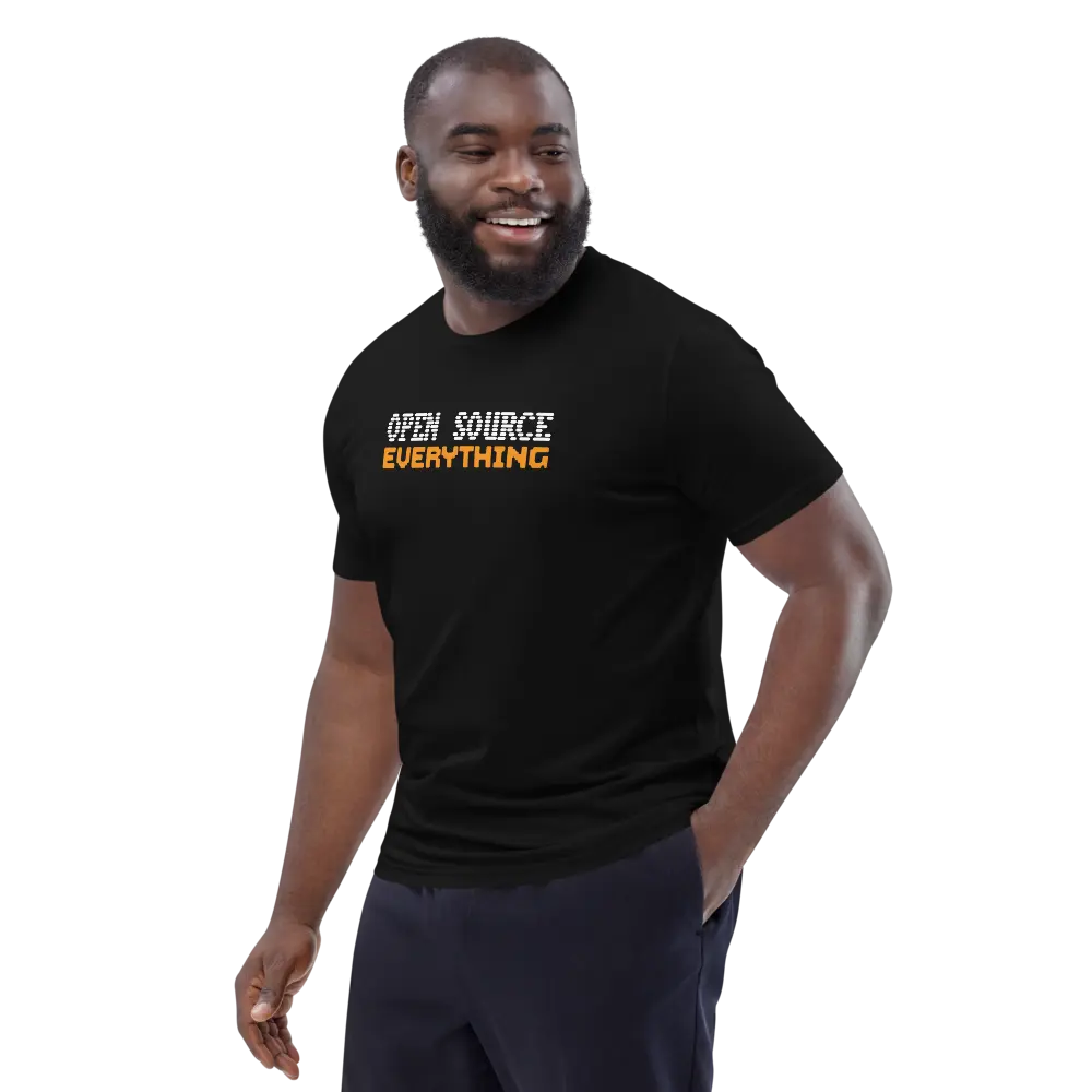 Bitcoin T-Shirt – Open Source Everything - worn on male model