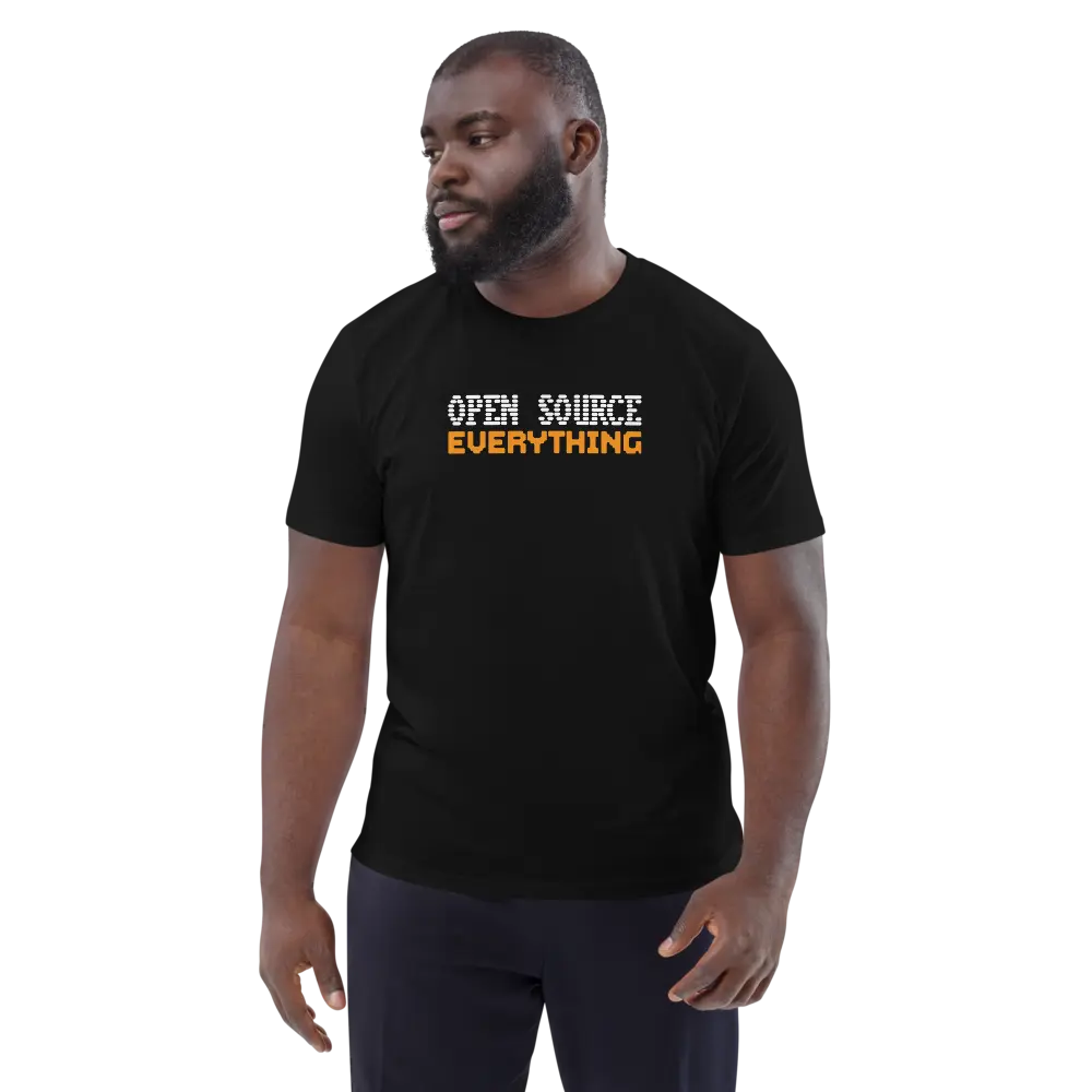 Bitcoin T-Shirt – Open Source Everything - worn on model