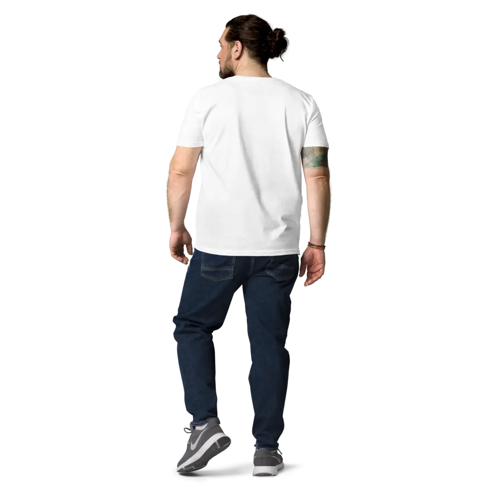 Bitcoin T-Shirt – Open Source Everything | Store of Value — worn on male model - back view